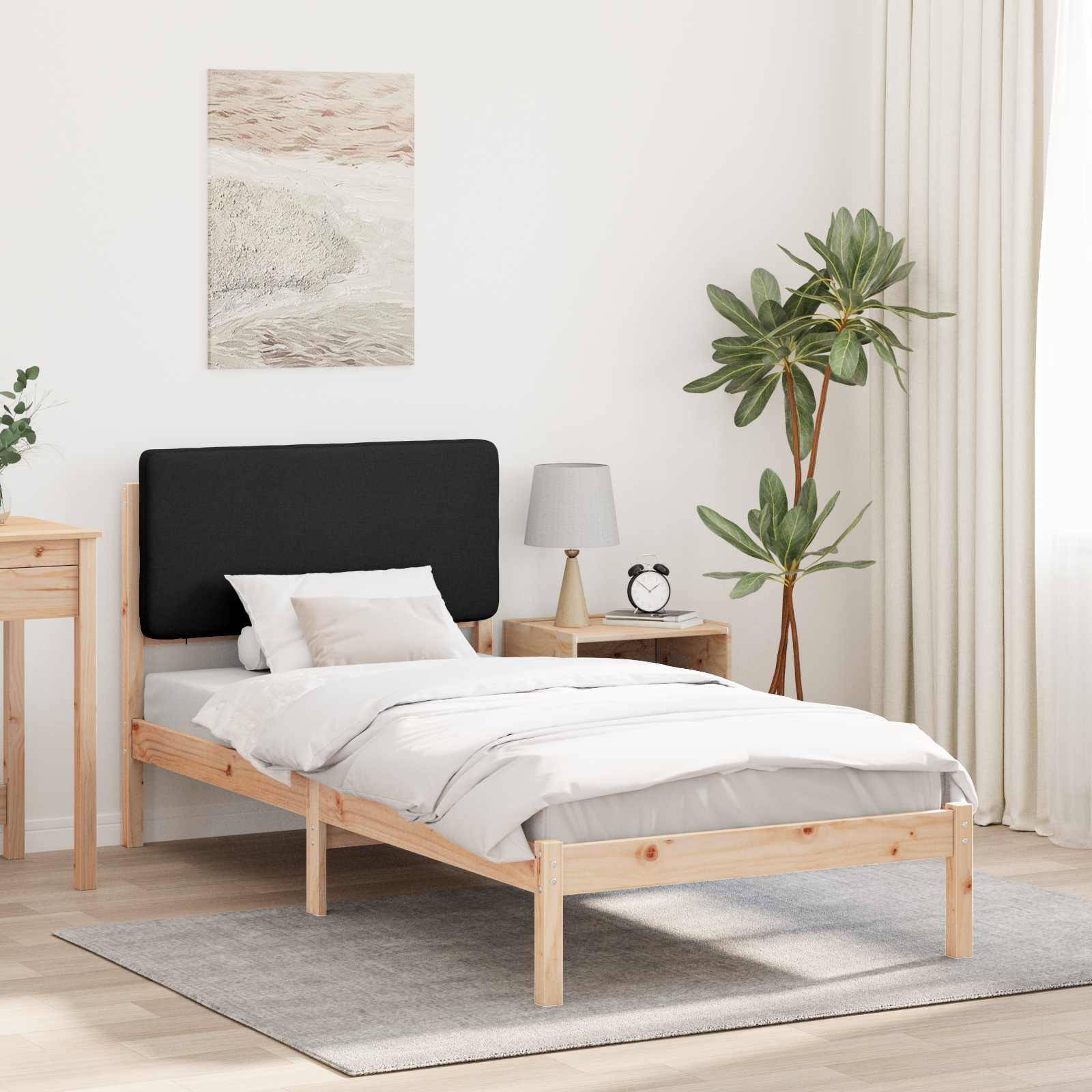 vidaXL Bettgestell mit gepolstertem Kopfteil Schwarz 75 x 190 cm