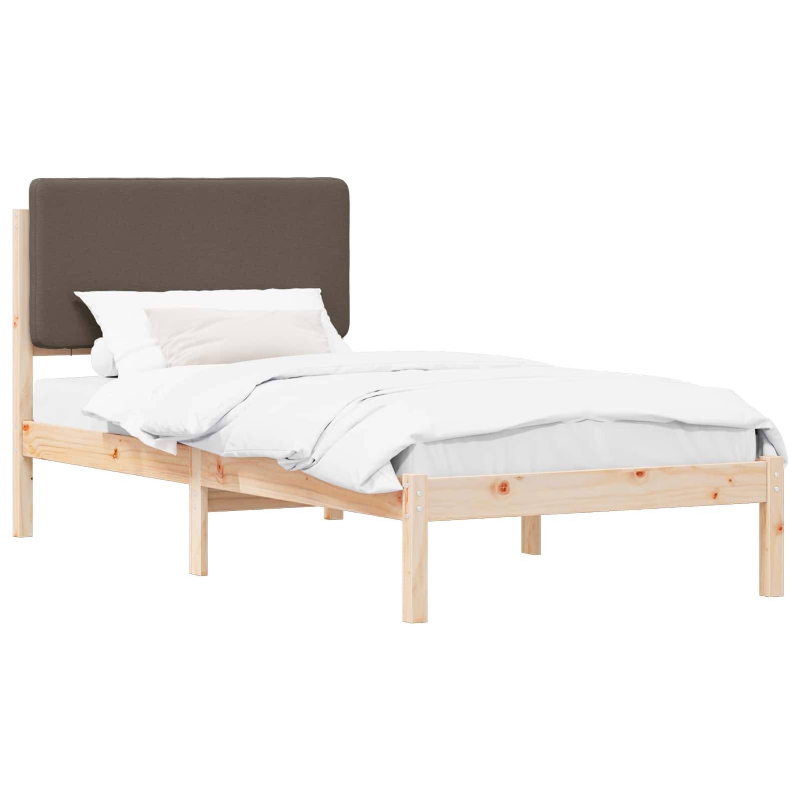 vidaXL Bettgestell mit gepolstertem Kopfteil Taupe 90 x 200 cm