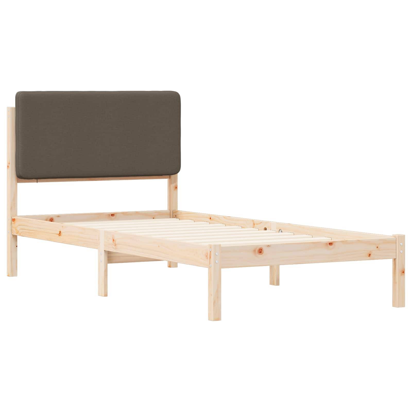 vidaXL Bettgestell mit gepolstertem Kopfteil Taupe 90 x 190 cm