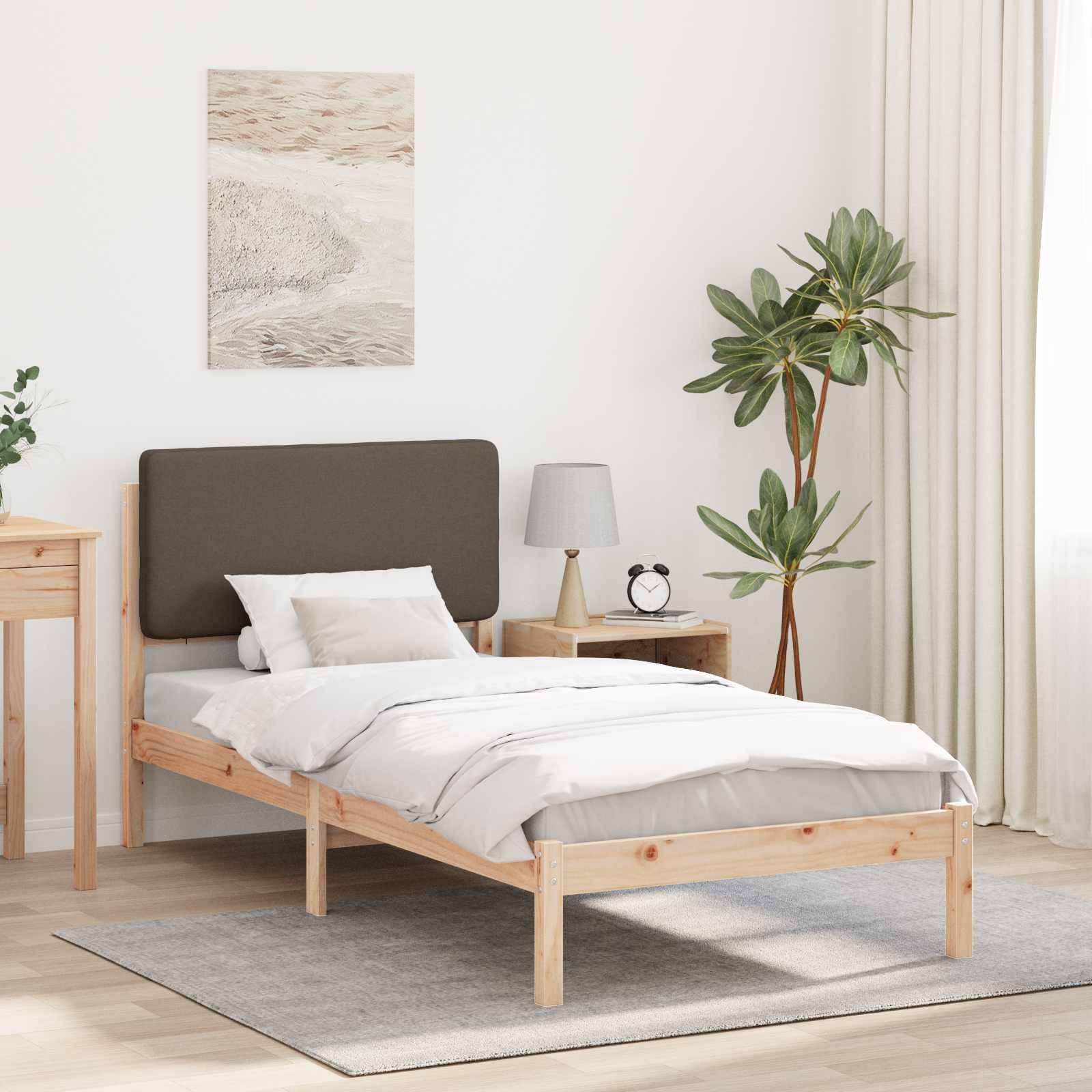 vidaXL Bettgestell mit gepolstertem Kopfteil Taupe 90 x 200 cm