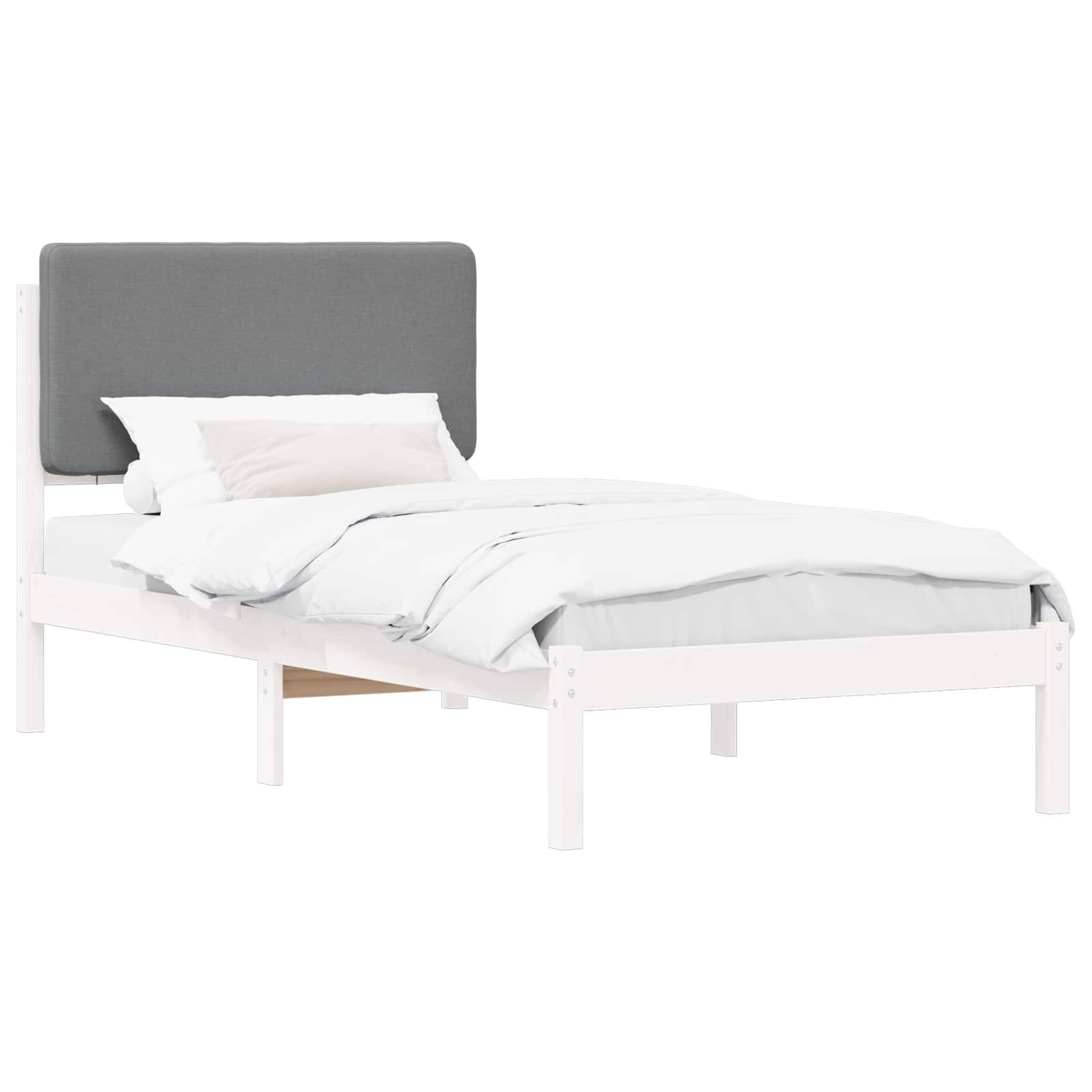 vidaXL Bettgestell mit gepolstertem Kopfteil Hellgrau 90 x 200 cm