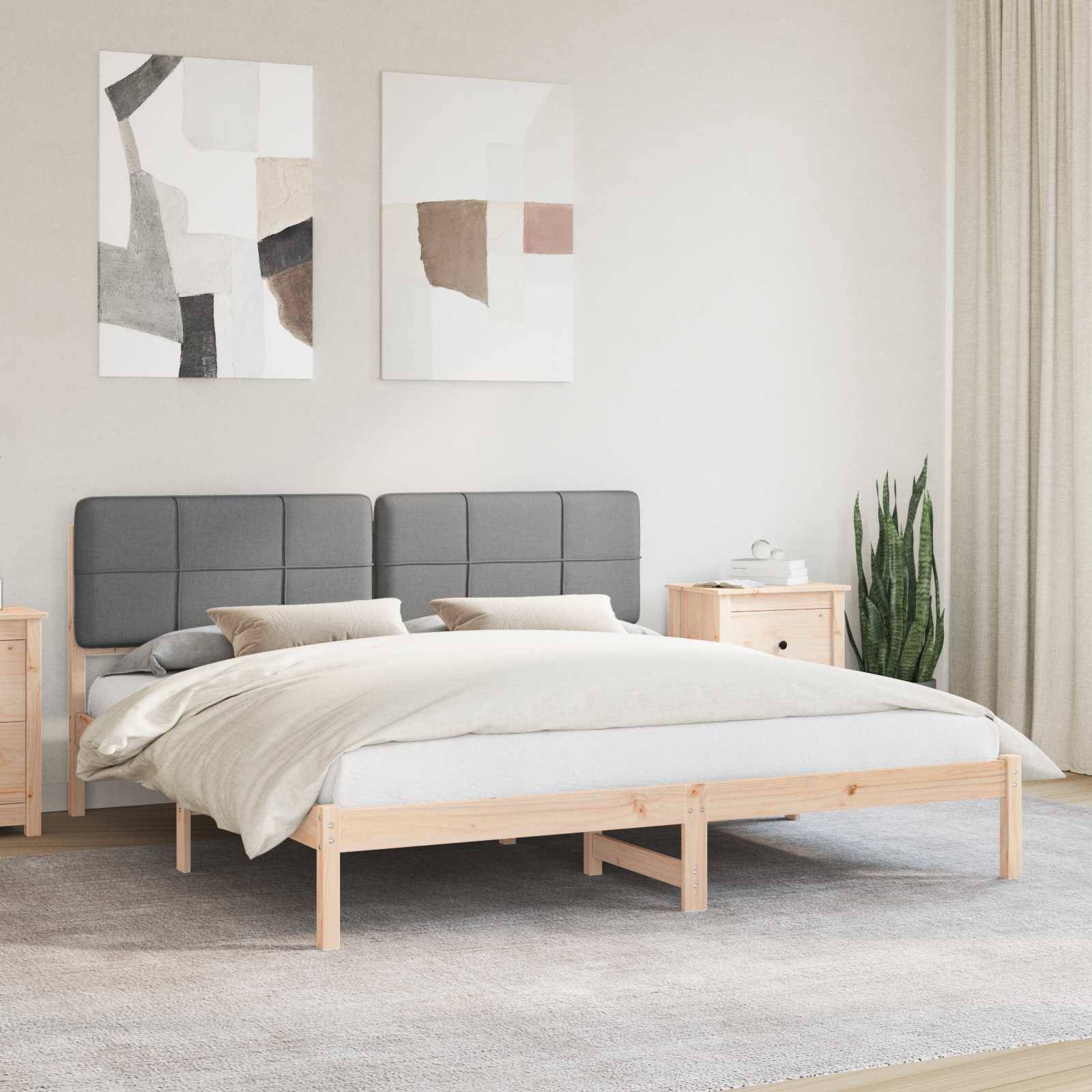 vidaXL Bettgestell mit gepolstertem Kopfteil Hellgrau 180 x 200 cm