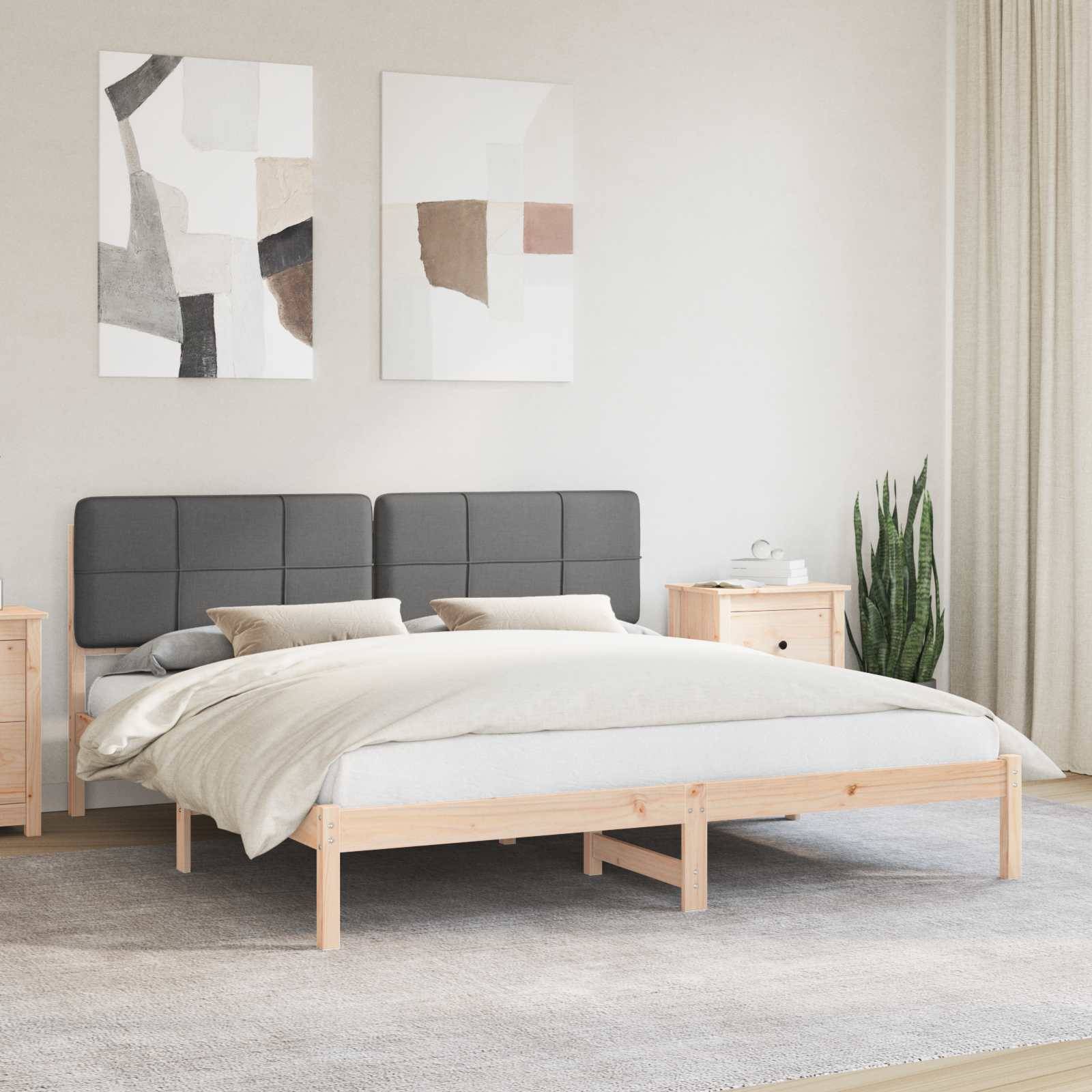 vidaXL Bettgestell mit gepolstertem Kopfteil Dunkelgrau 180 x 200 cm