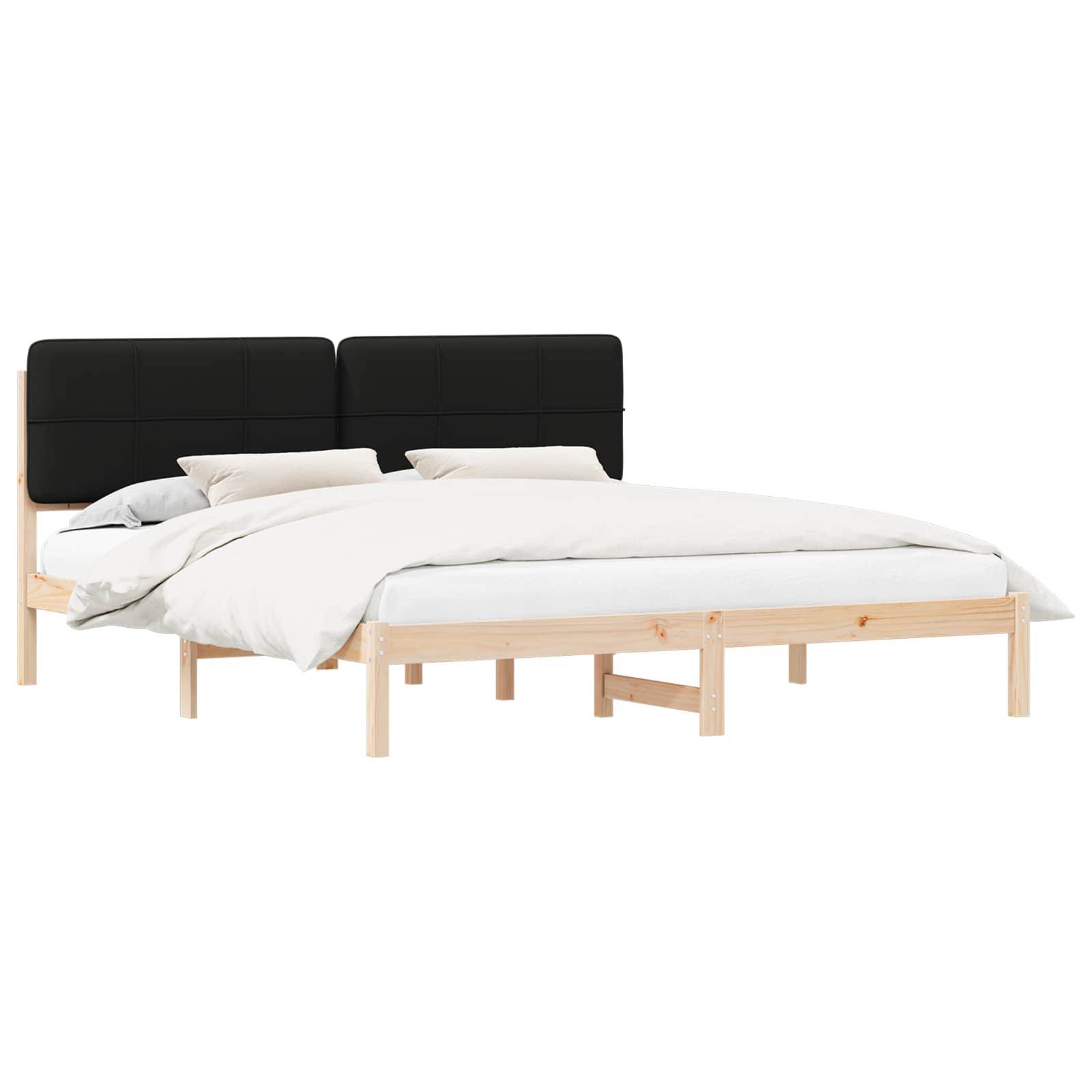 vidaXL Bettgestell mit gepolstertem Kopfteil Schwarz 200 x 200 cm
