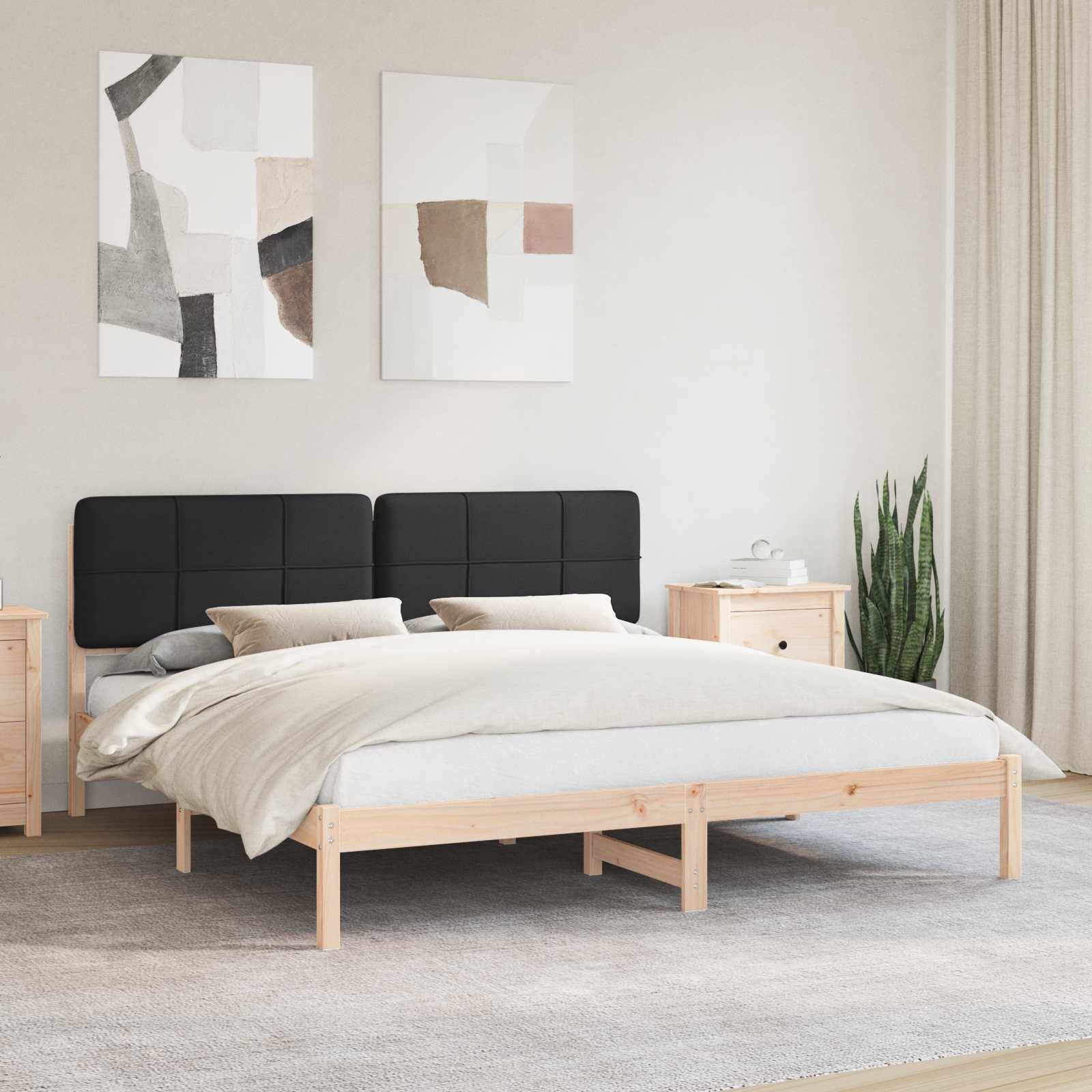 vidaXL Bettgestell mit gepolstertem Kopfteil Schwarz 200 x 200 cm