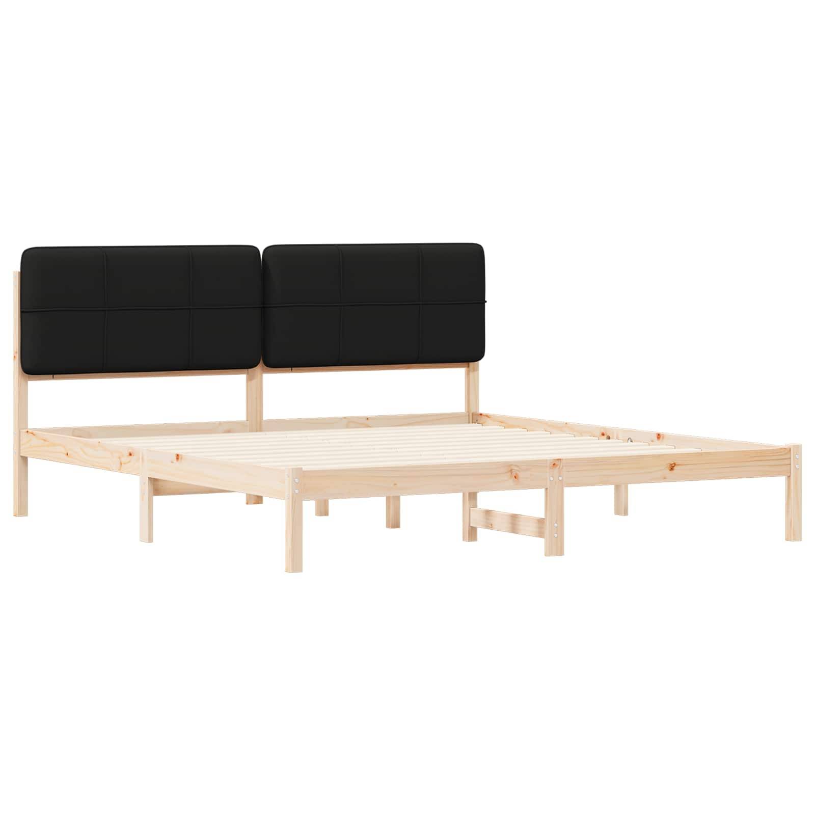 vidaXL Bettgestell mit gepolstertem Kopfteil Schwarz 200 x 200 cm