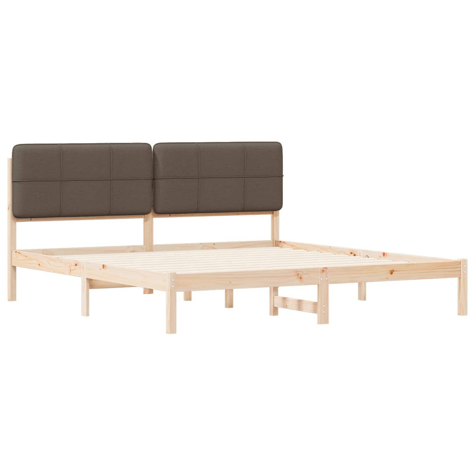 vidaXL Bettgestell mit gepolstertem Kopfteil Taupe 200 x 200 cm