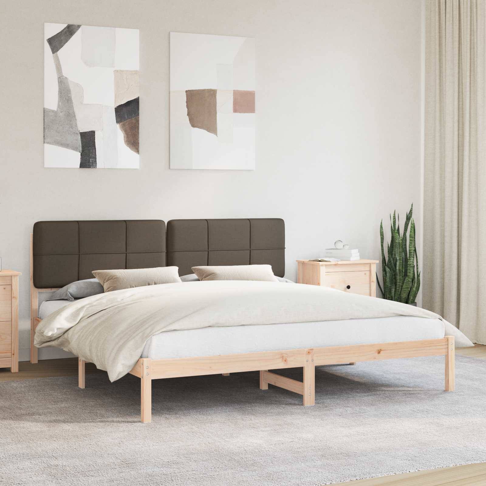 vidaXL Bettgestell mit gepolstertem Kopfteil Taupe 200 x 200 cm