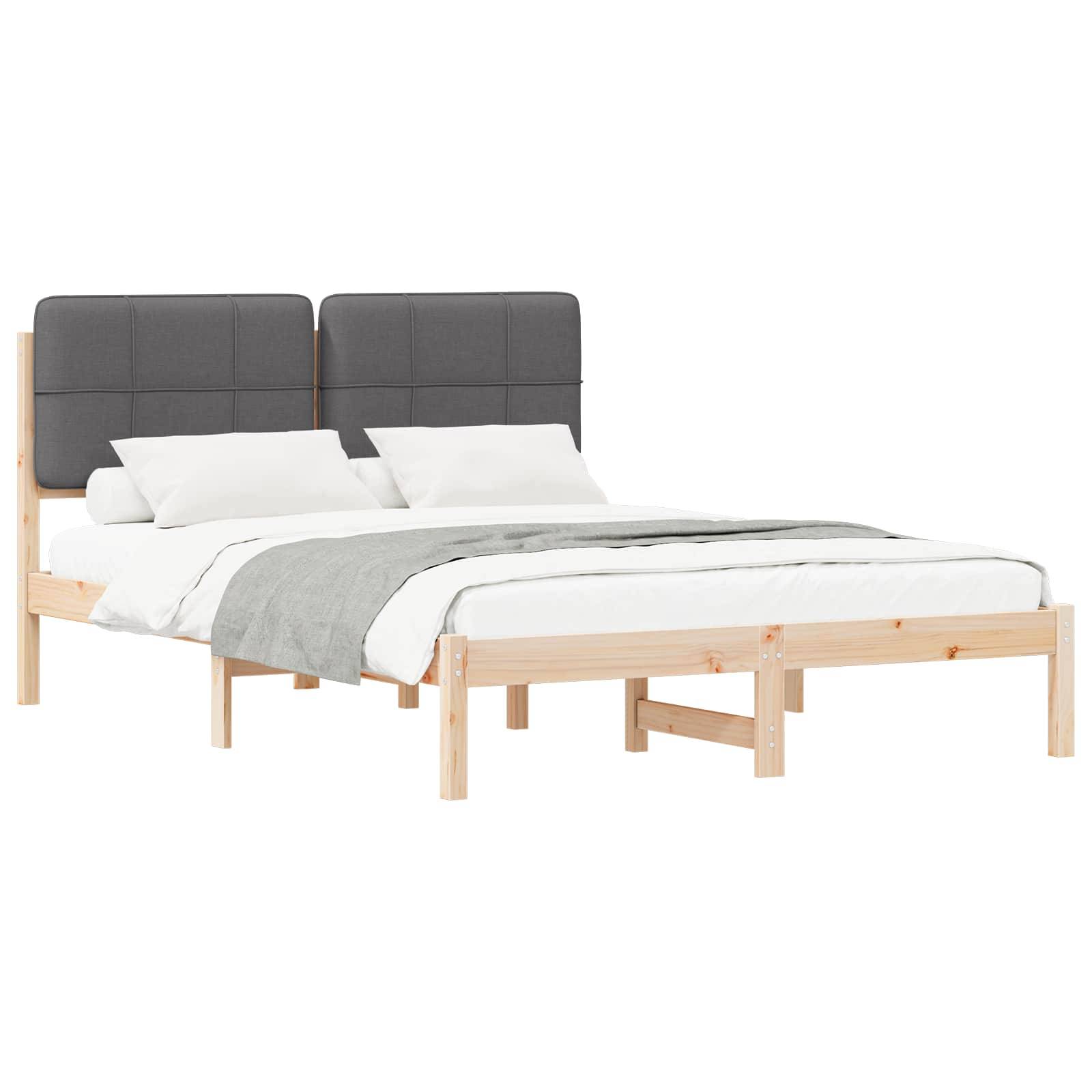 vidaXL Bettgestell mit gepolstertem Kopfteil Dunkelgrau 140 x 190 cm
