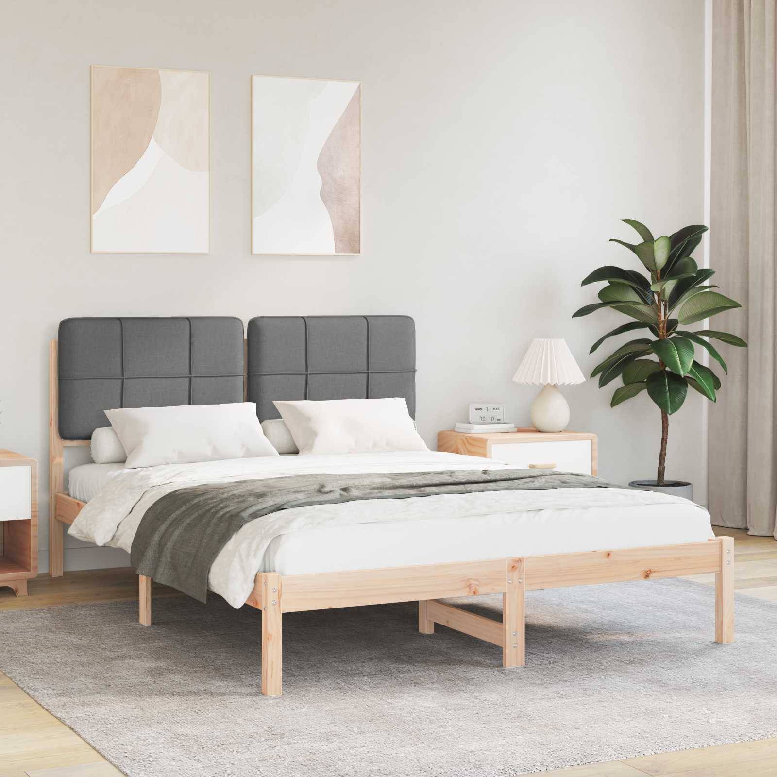 vidaXL Bettgestell mit gepolstertem Kopfteil Dunkelgrau 140 x 190 cm