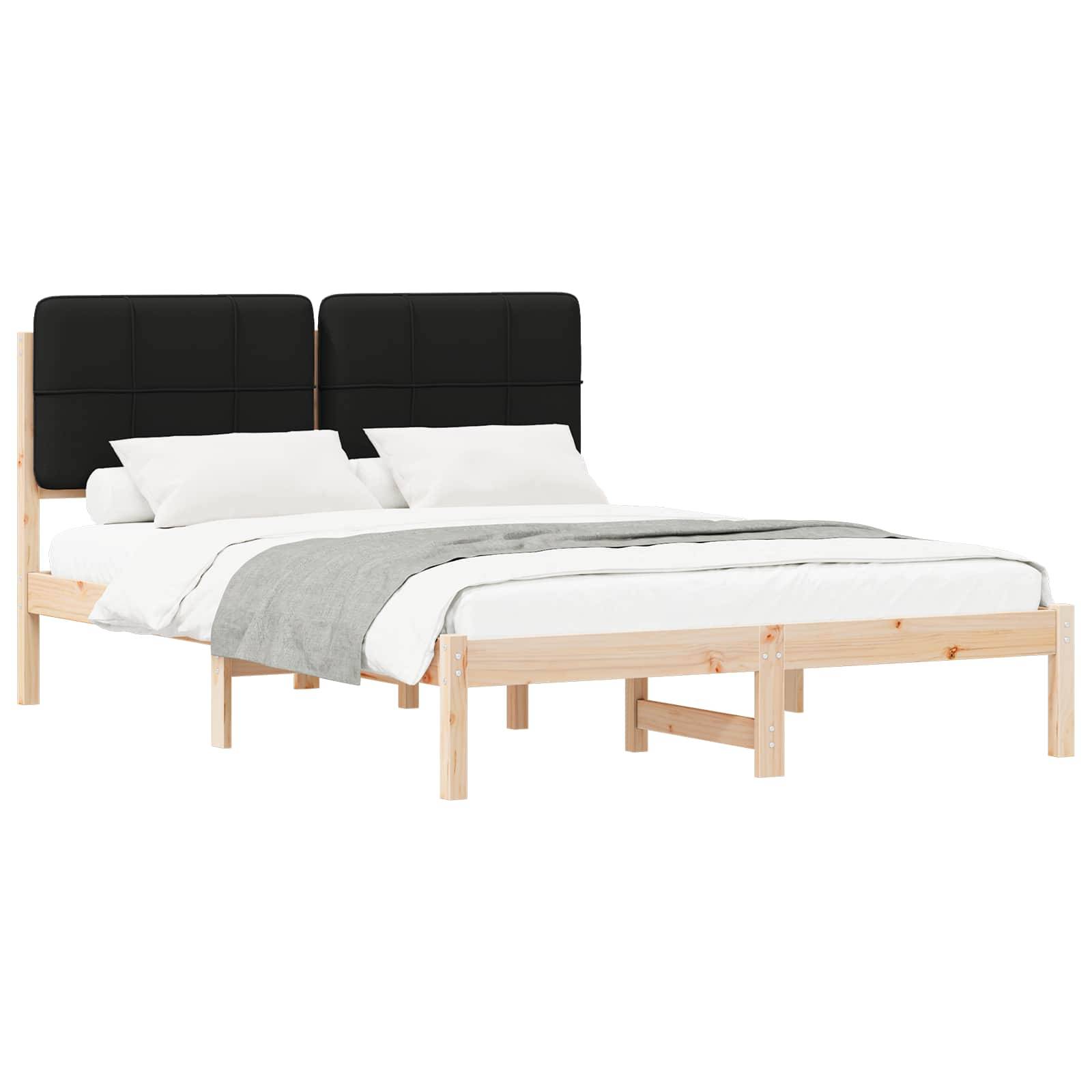 vidaXL Bettgestell mit gepolstertem Kopfteil Schwarz 140 x 200 cm