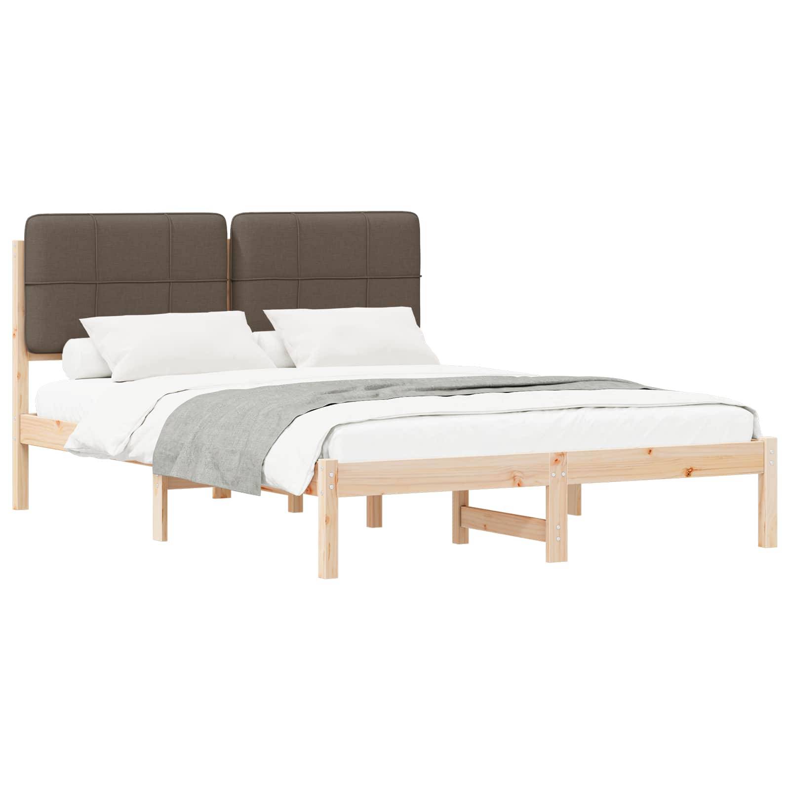 vidaXL Bettgestell mit gepolstertem Kopfteil Taupe 140 x 190 cm