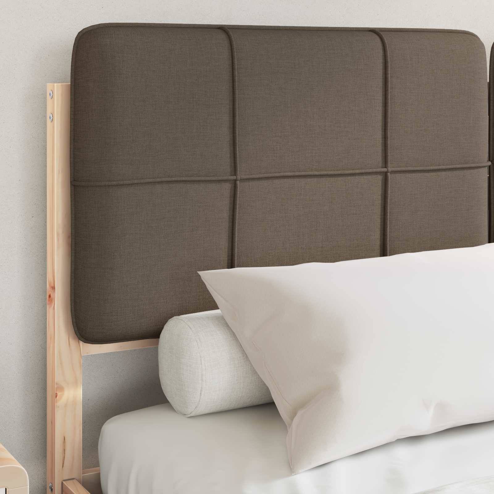 vidaXL Bettgestell mit gepolstertem Kopfteil Taupe 135 x 190 cm