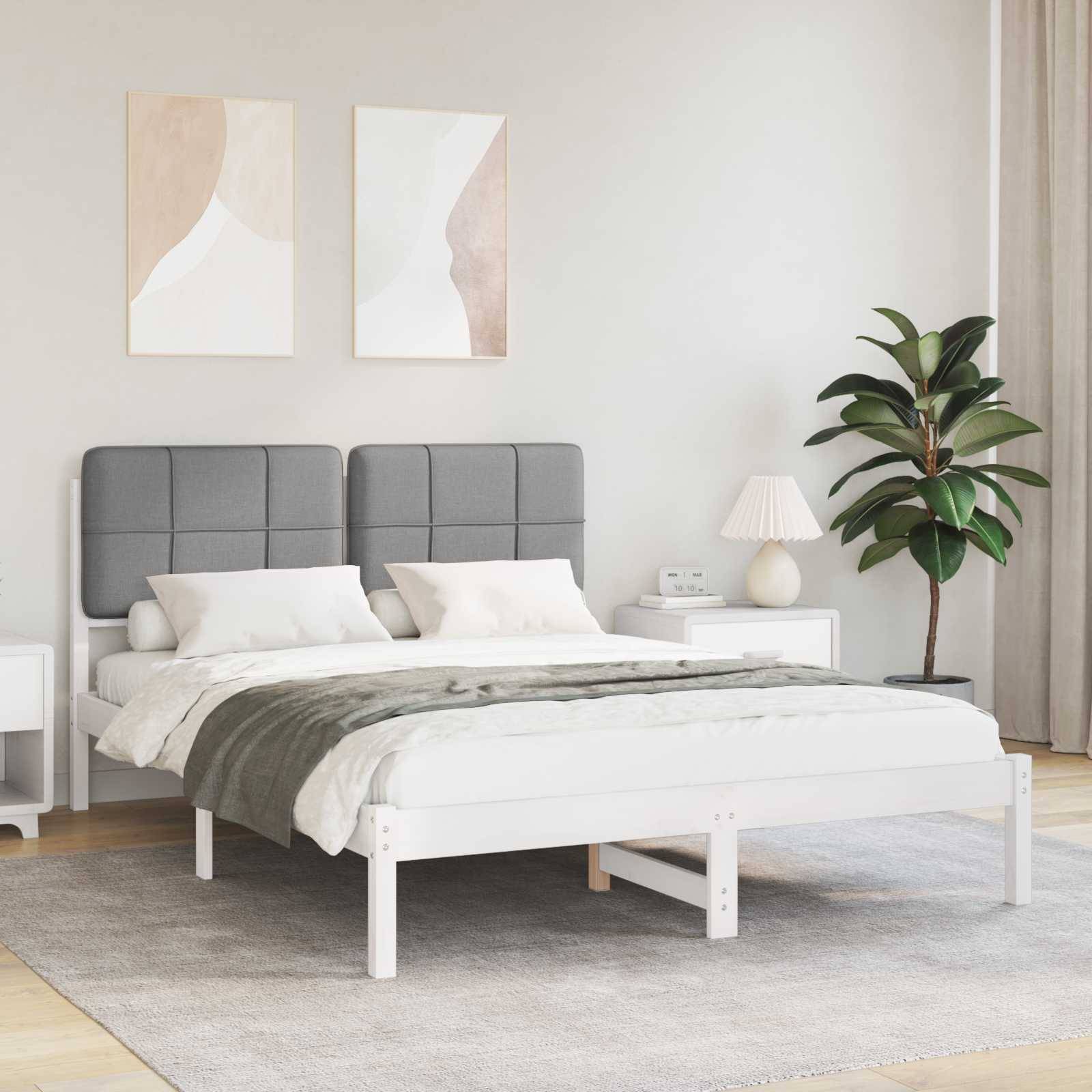 vidaXL Bettgestell mit gepolstertem Kopfteil Hellgrau 140 x 200 cm