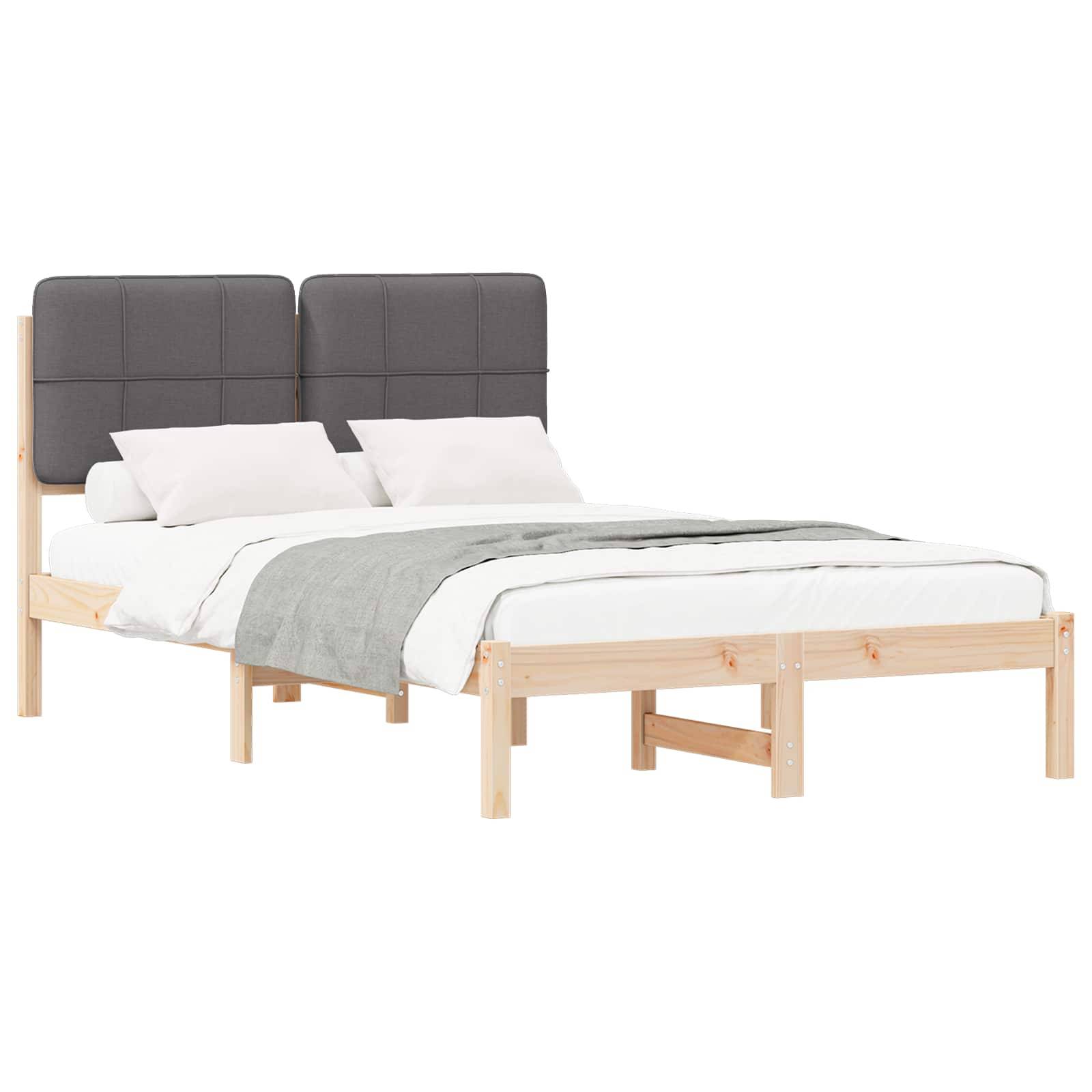 vidaXL Bettgestell mit gepolstertem Kopfteil Dunkelgrau 120 x 190 cm