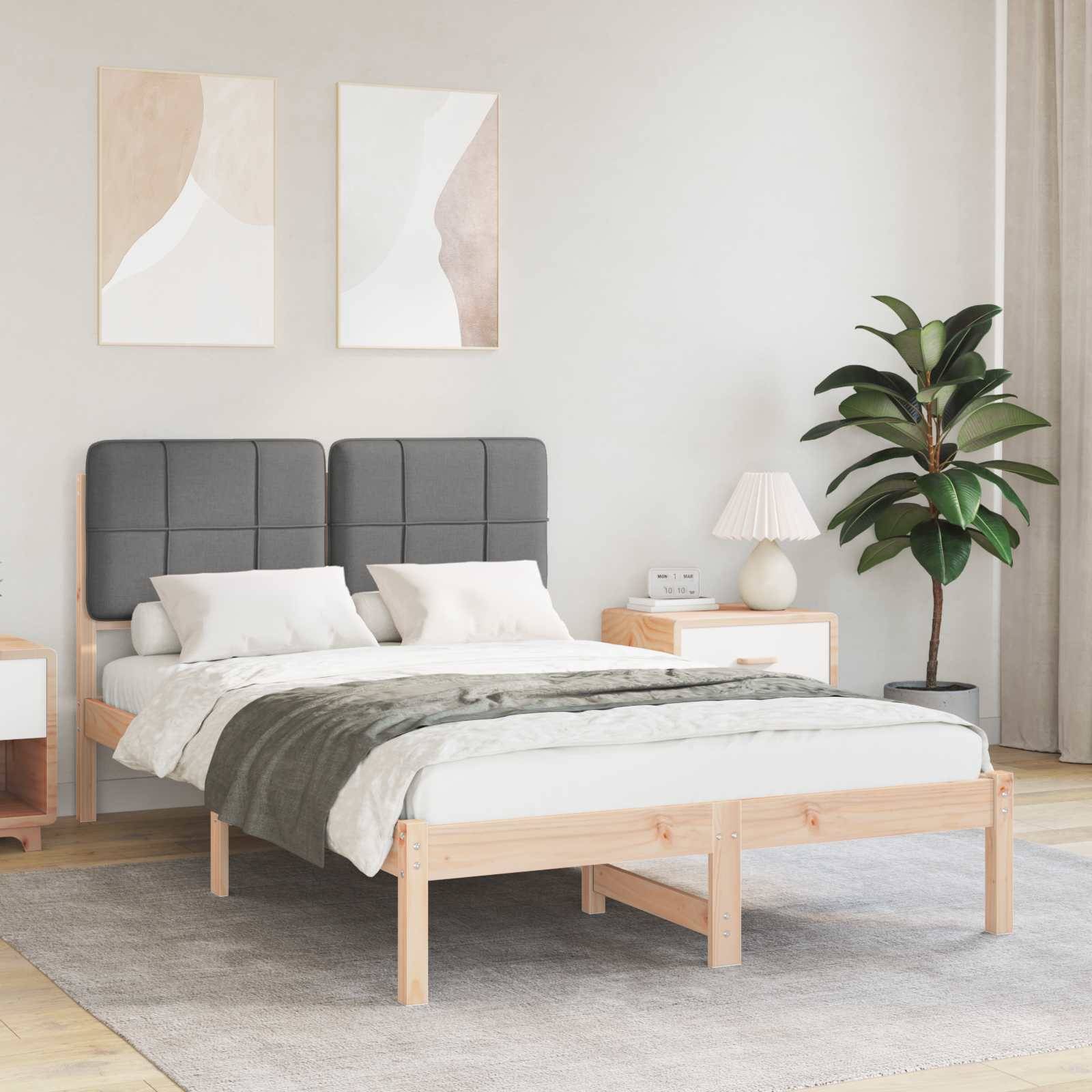 vidaXL Bettgestell mit gepolstertem Kopfteil Dunkelgrau 120 x 190 cm
