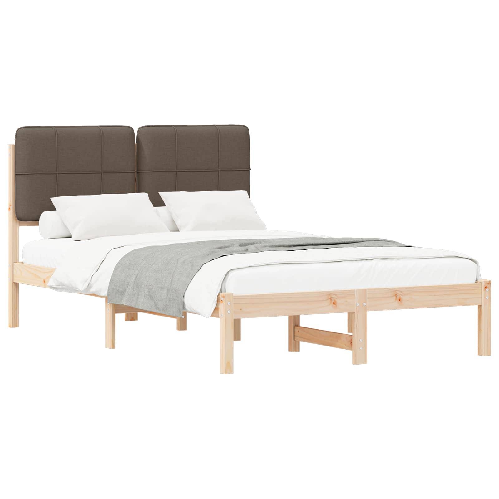 vidaXL Bettgestell mit gepolstertem Kopfteil Taupe 120 x 200 cm