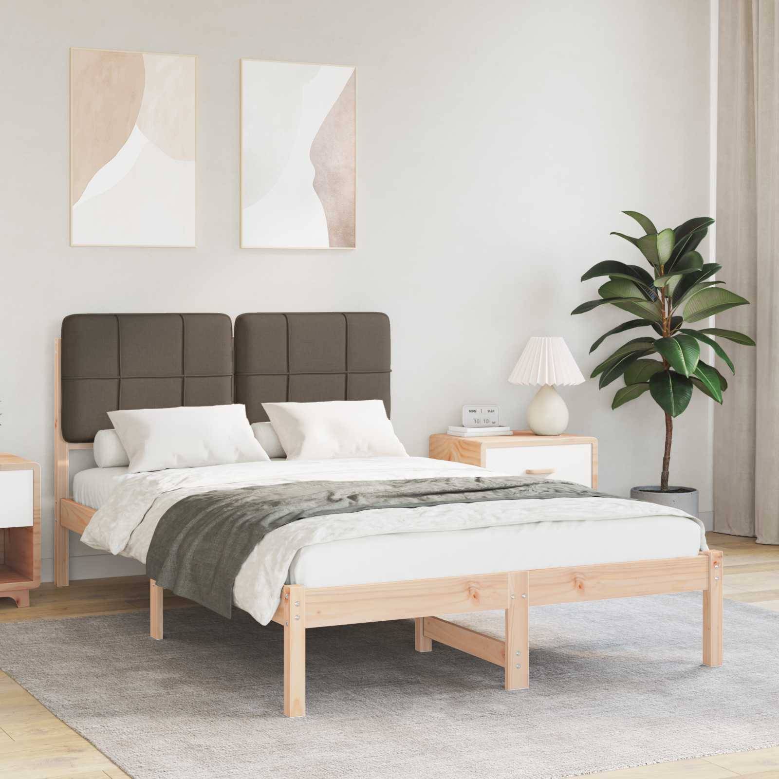 vidaXL Bettgestell mit gepolstertem Kopfteil Taupe 120 x 190 cm