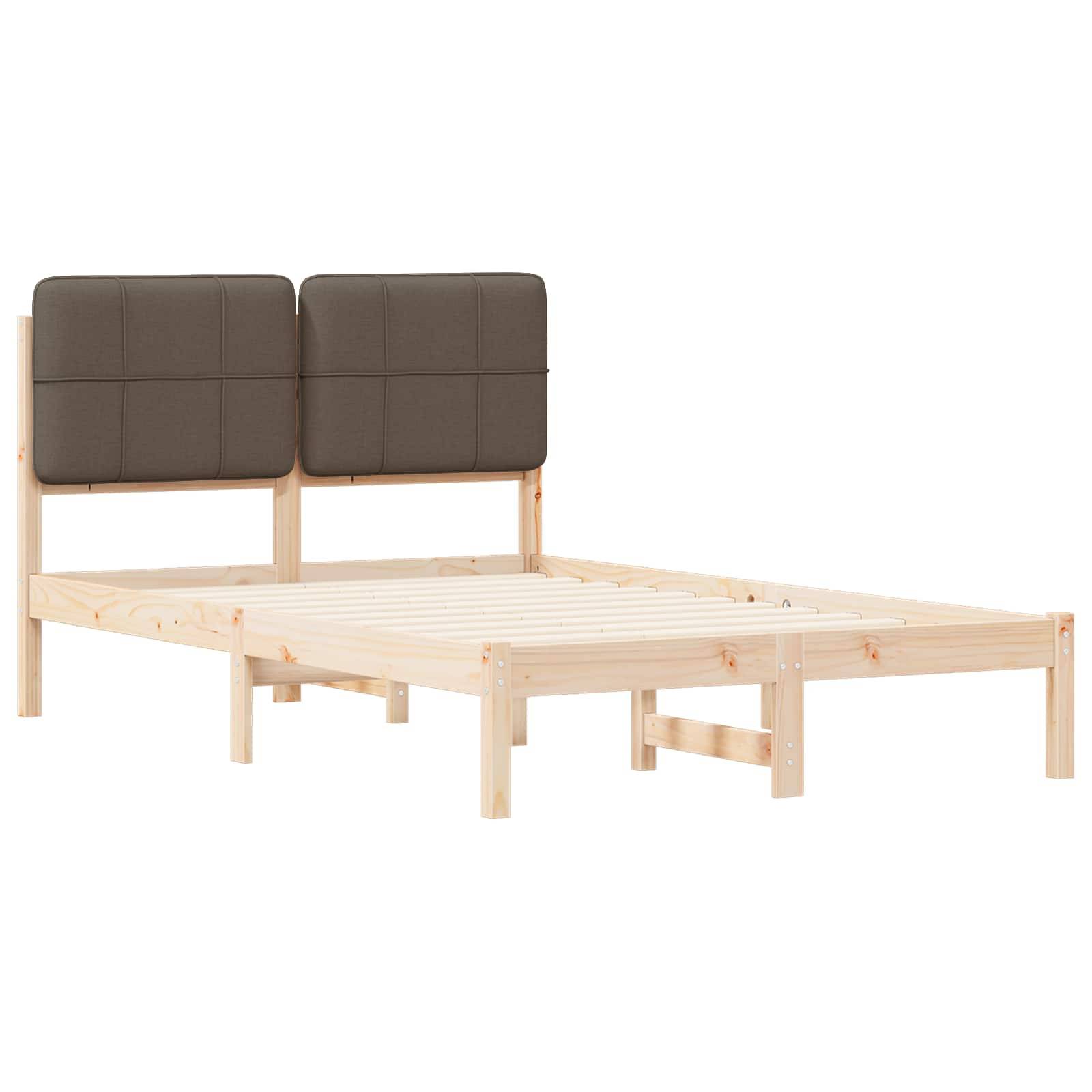 vidaXL Bettgestell mit gepolstertem Kopfteil Taupe 120 x 190 cm