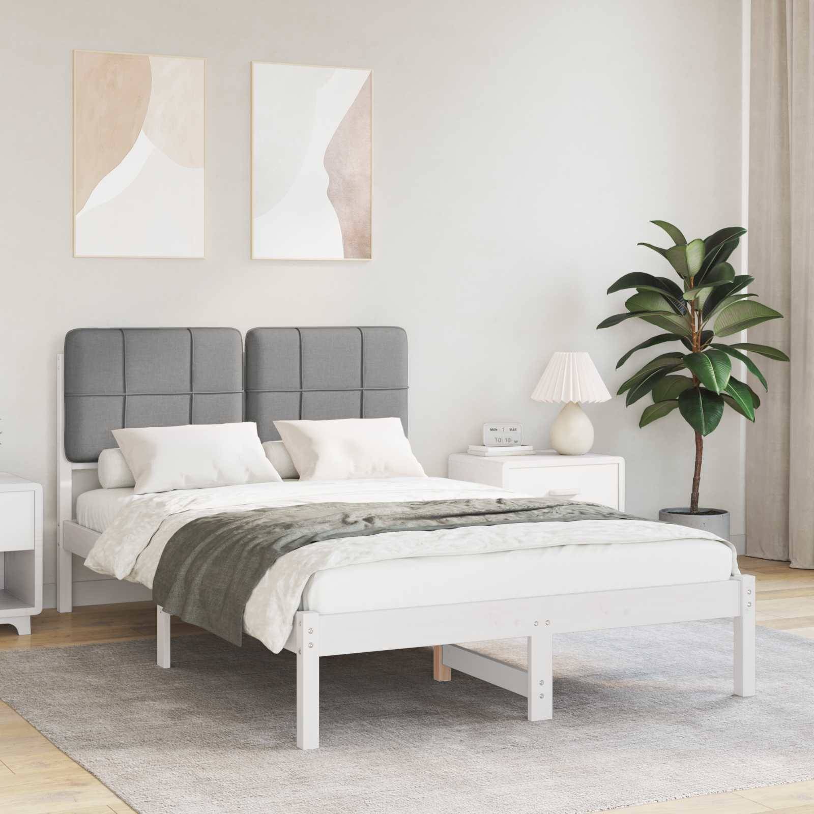 vidaXL Bettgestell mit gepolstertem Kopfteil Hellgrau 120 x 190 cm