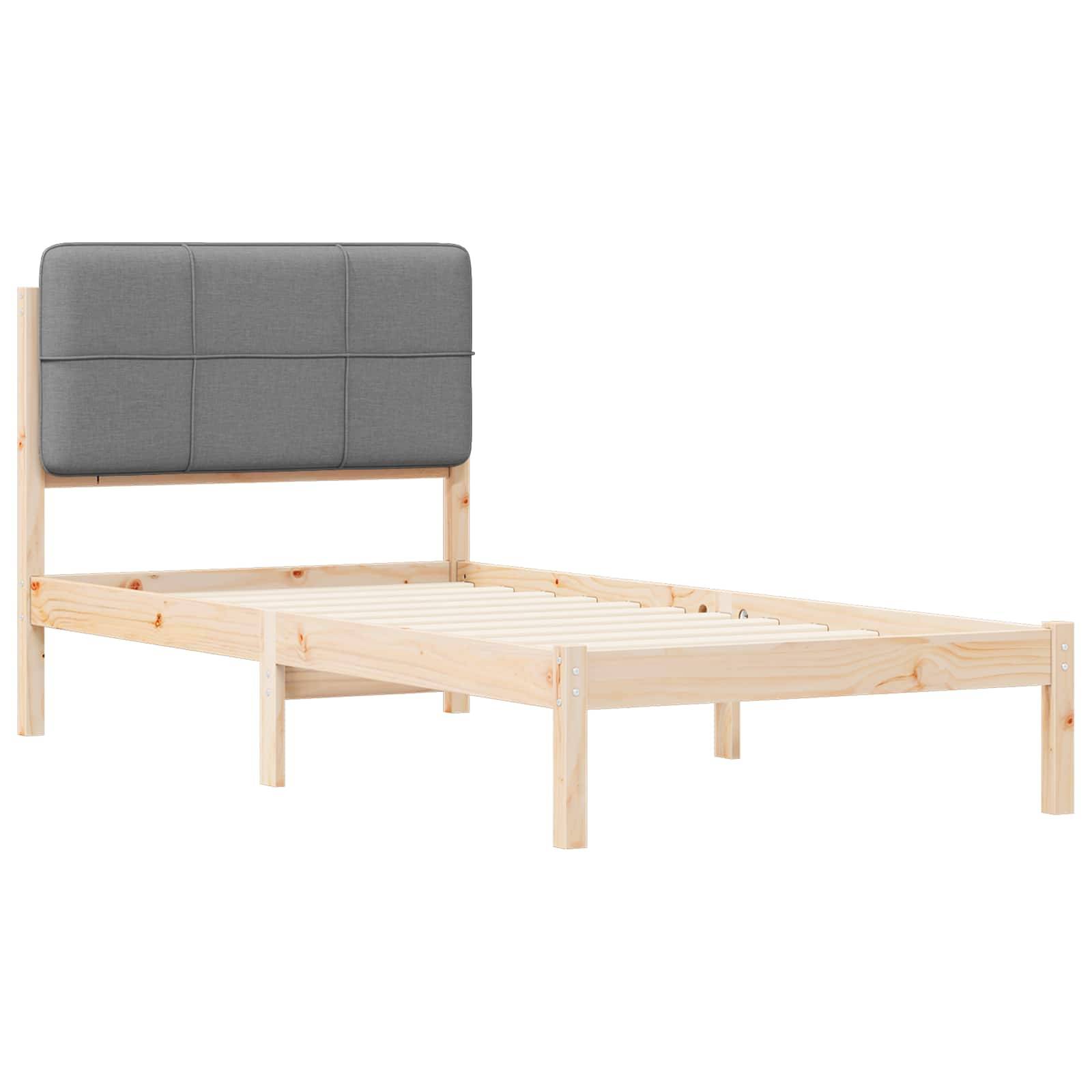 vidaXL Bettgestell mit gepolstertem Kopfteil Hellgrau 80 x 200 cm