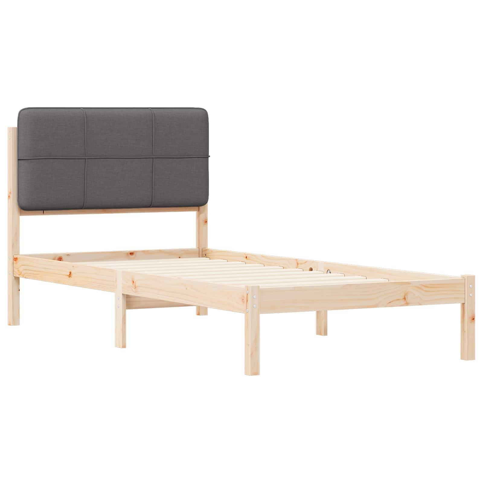 vidaXL Bettgestell mit gepolstertem Kopfteil Dunkelgrau 75 x 190 cm