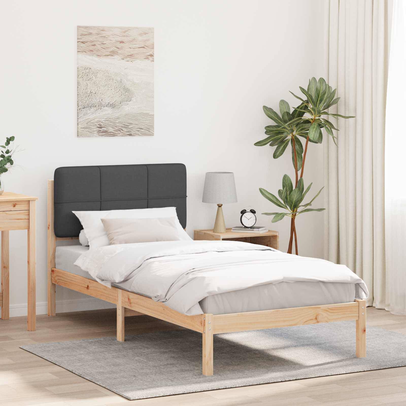 vidaXL Bettgestell mit gepolstertem Kopfteil Dunkelgrau 75 x 190 cm