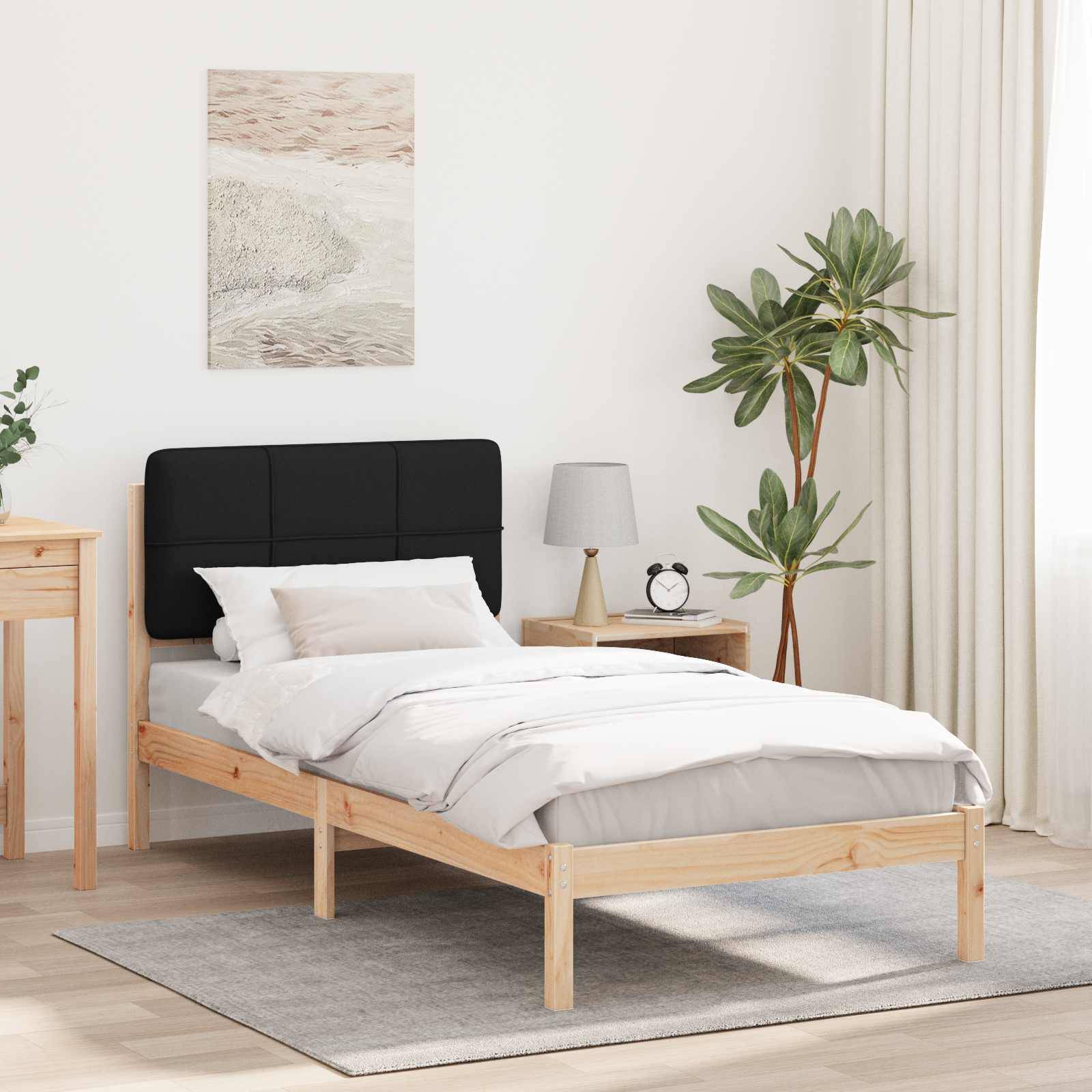 vidaXL Bettgestell mit gepolstertem Kopfteil Schwarz 90 x 190 cm