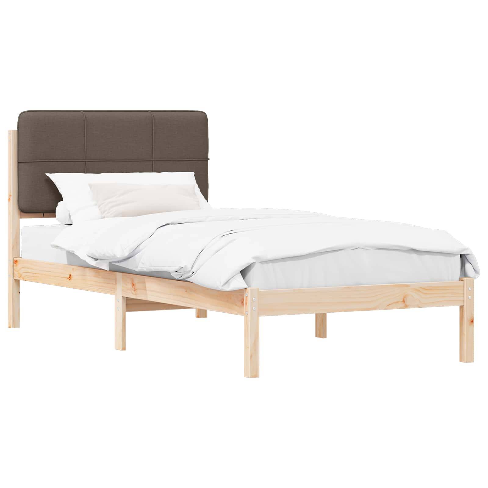 vidaXL Bettgestell mit gepolstertem Kopfteil Taupe 75 x 190 cm