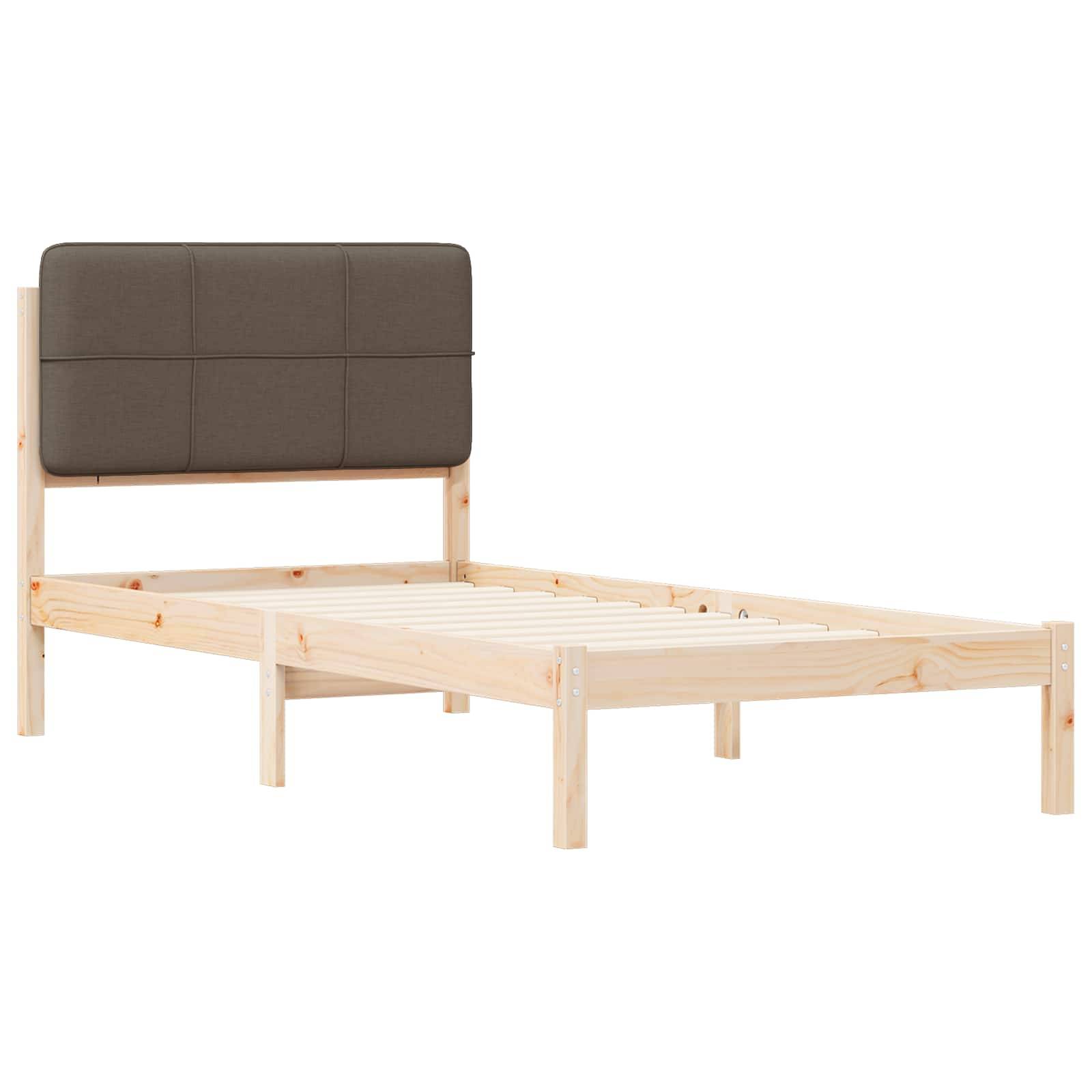 vidaXL Bettgestell mit gepolstertem Kopfteil Taupe 75 x 190 cm