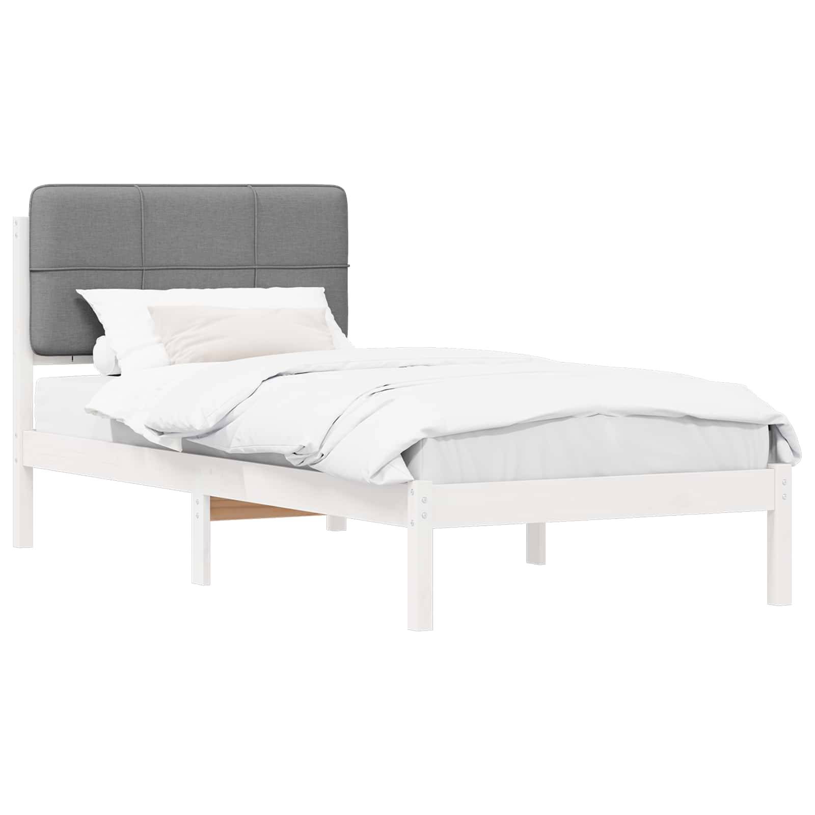 vidaXL Bettgestell mit gepolstertem Kopfteil Hellgrau 90 x 190 cm