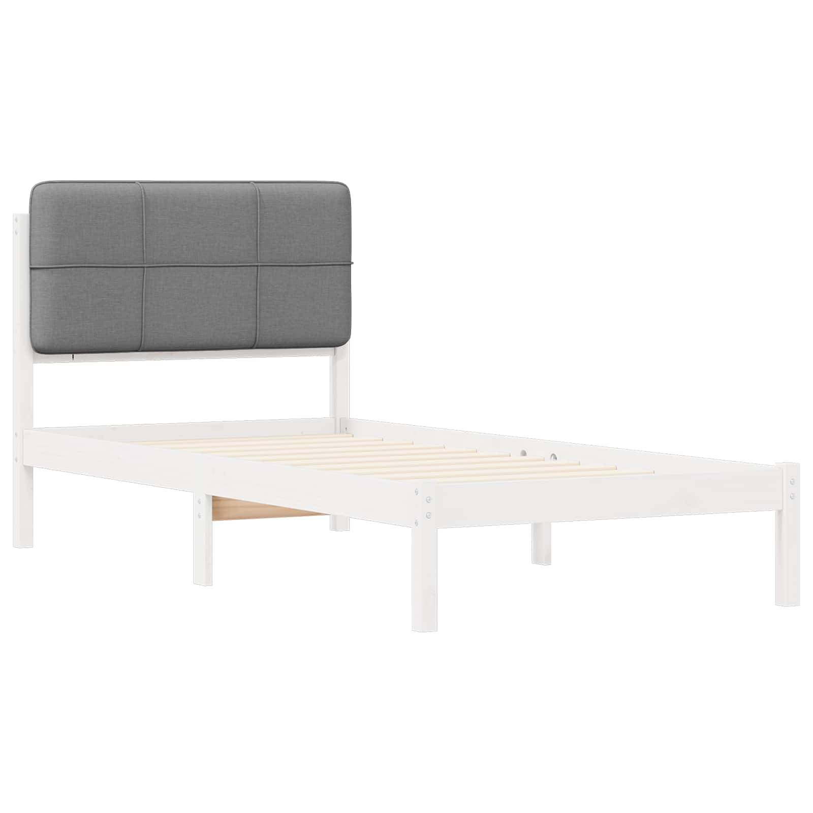 vidaXL Bettgestell mit gepolstertem Kopfteil Hellgrau 90 x 190 cm