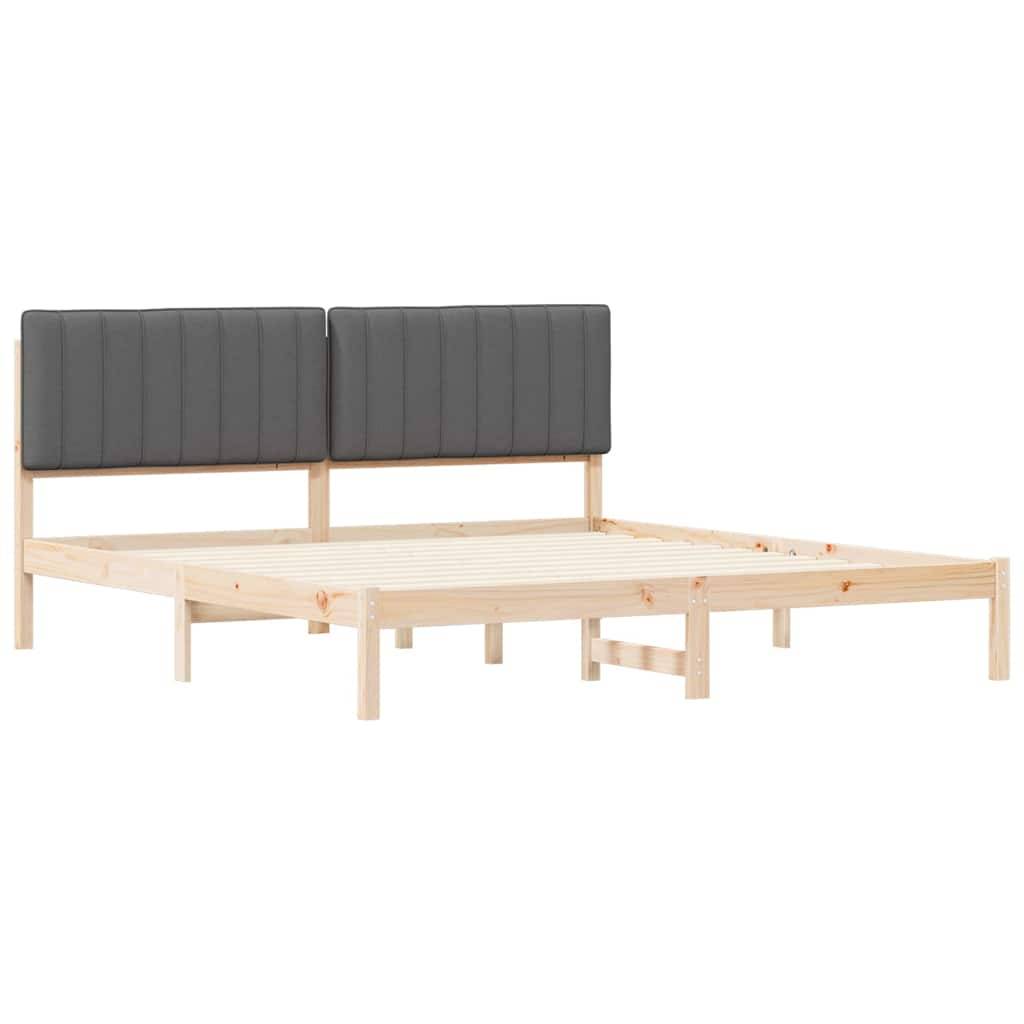 vidaXL Bettgestell mit gepolstertem Kopfteil Dunkelgrau 180 x 200 cm