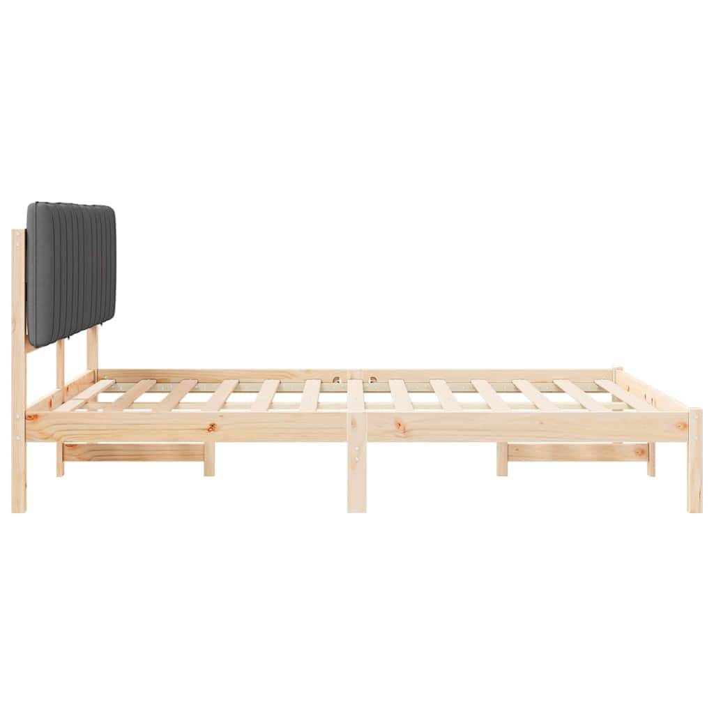 vidaXL Bettgestell mit gepolstertem Kopfteil Dunkelgrau 160 x 200 cm