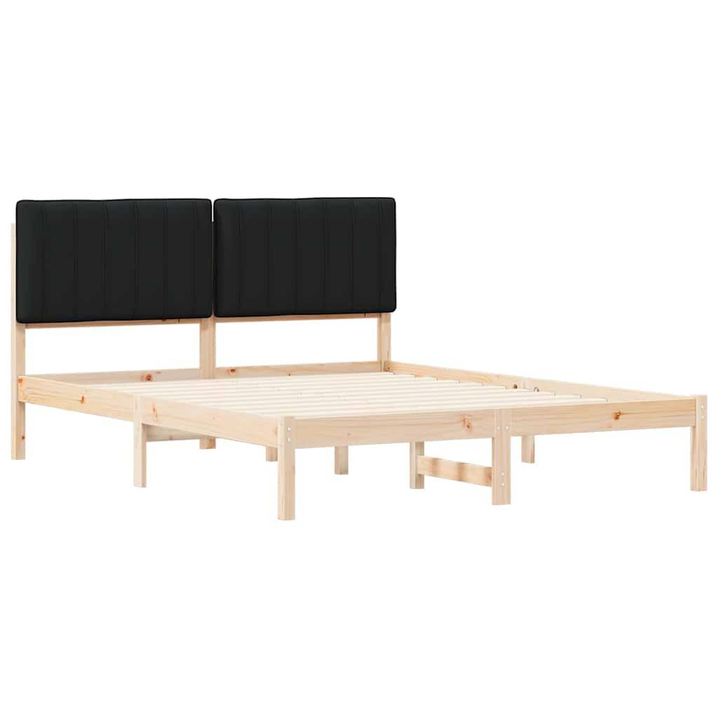 vidaXL Bettgestell mit gepolstertem Kopfteil Schwarz 160 x 200 cm