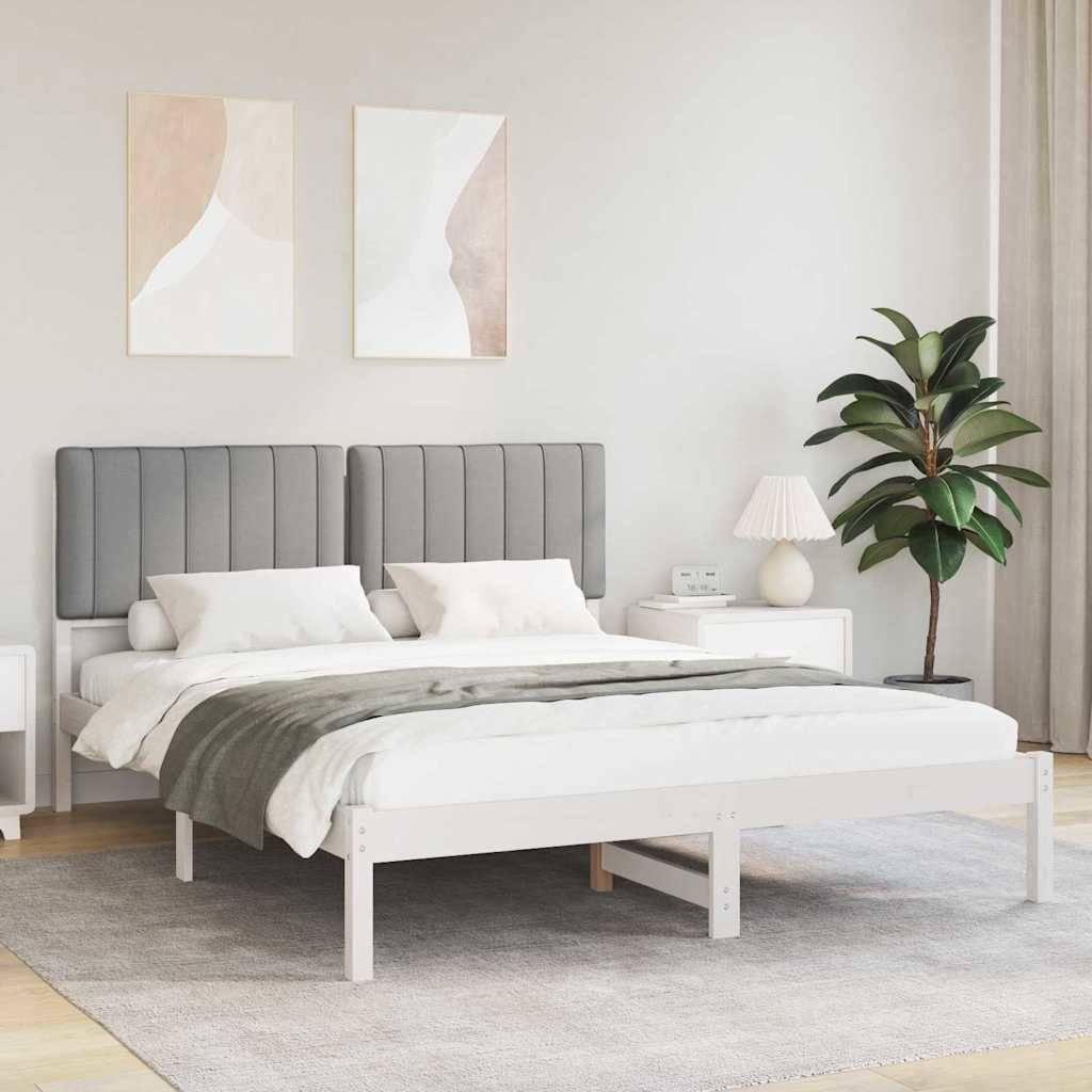 vidaXL Bettgestell mit gepolstertem Kopfteil Hellgrau 160 x 200 cm