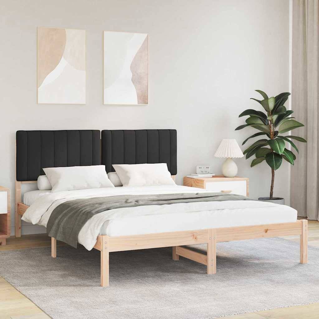 vidaXL Bettgestell mit gepolstertem Kopfteil Schwarz 160 x 200 cm