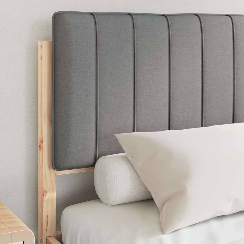 vidaXL Bettgestell mit gepolstertem Kopfteil Hellgrau 135 x 190 cm