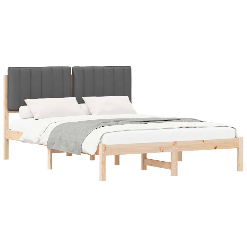 vidaXL Bettgestell mit gepolstertem Kopfteil Dunkelgrau 135 x 190 cm
