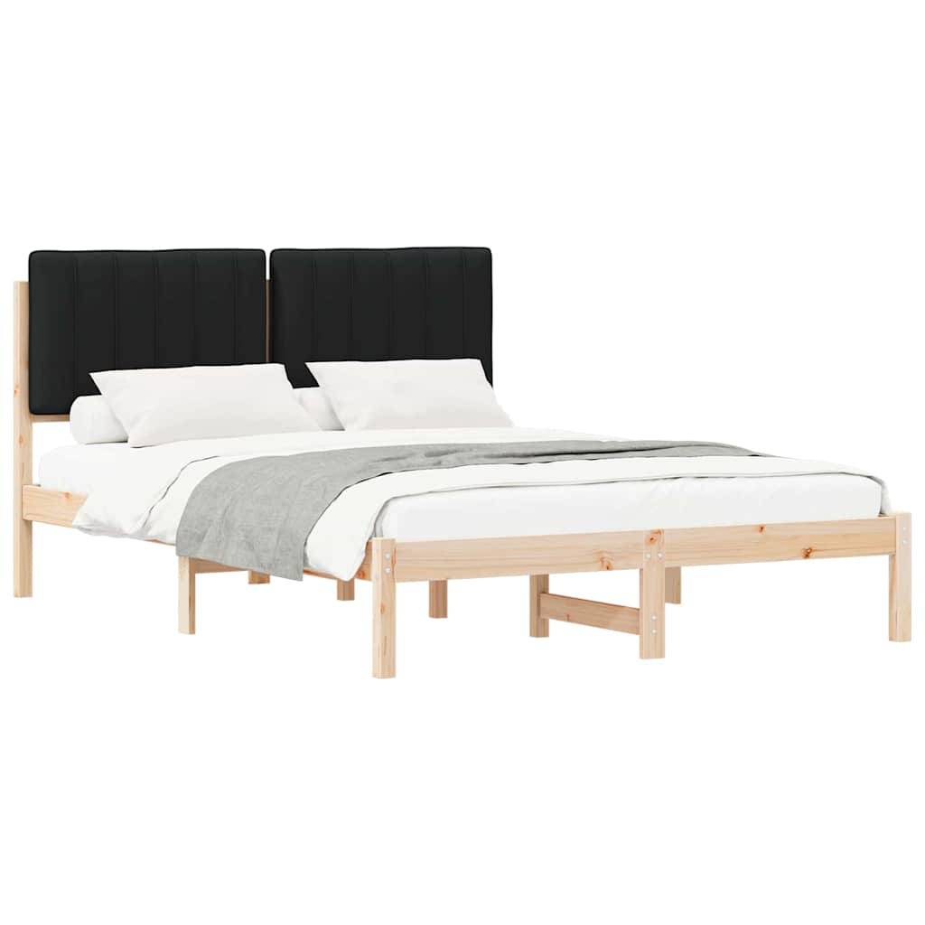 vidaXL Bettgestell mit gepolstertem Kopfteil Schwarz 135 x 190 cm