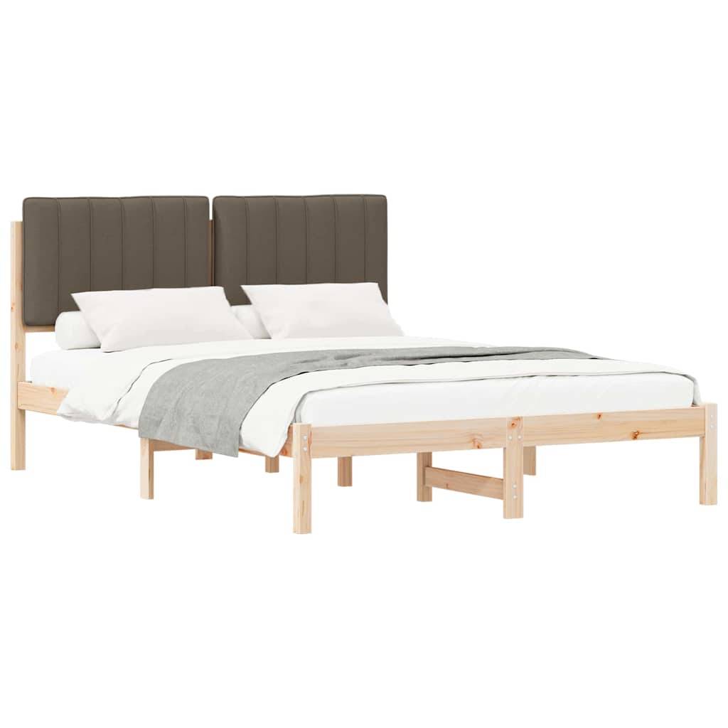 vidaXL Bettgestell mit gepolstertem Kopfteil Taupe 135 x 190 cm
