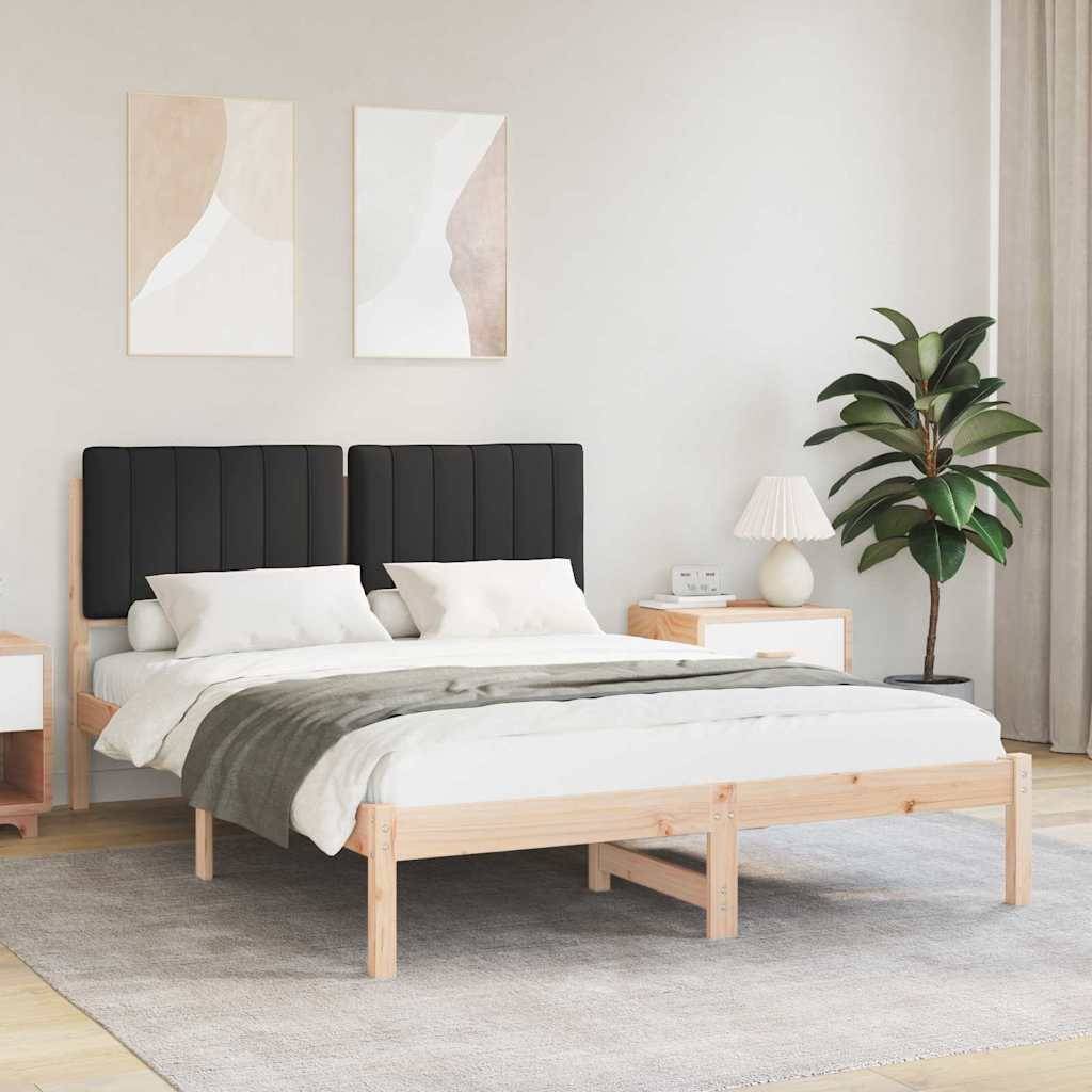 vidaXL Bettgestell mit gepolstertem Kopfteil Schwarz 135 x 190 cm