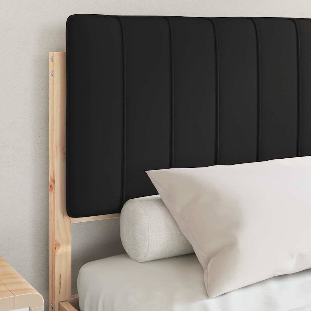 vidaXL Bettgestell mit gepolstertem Kopfteil Schwarz 135 x 190 cm