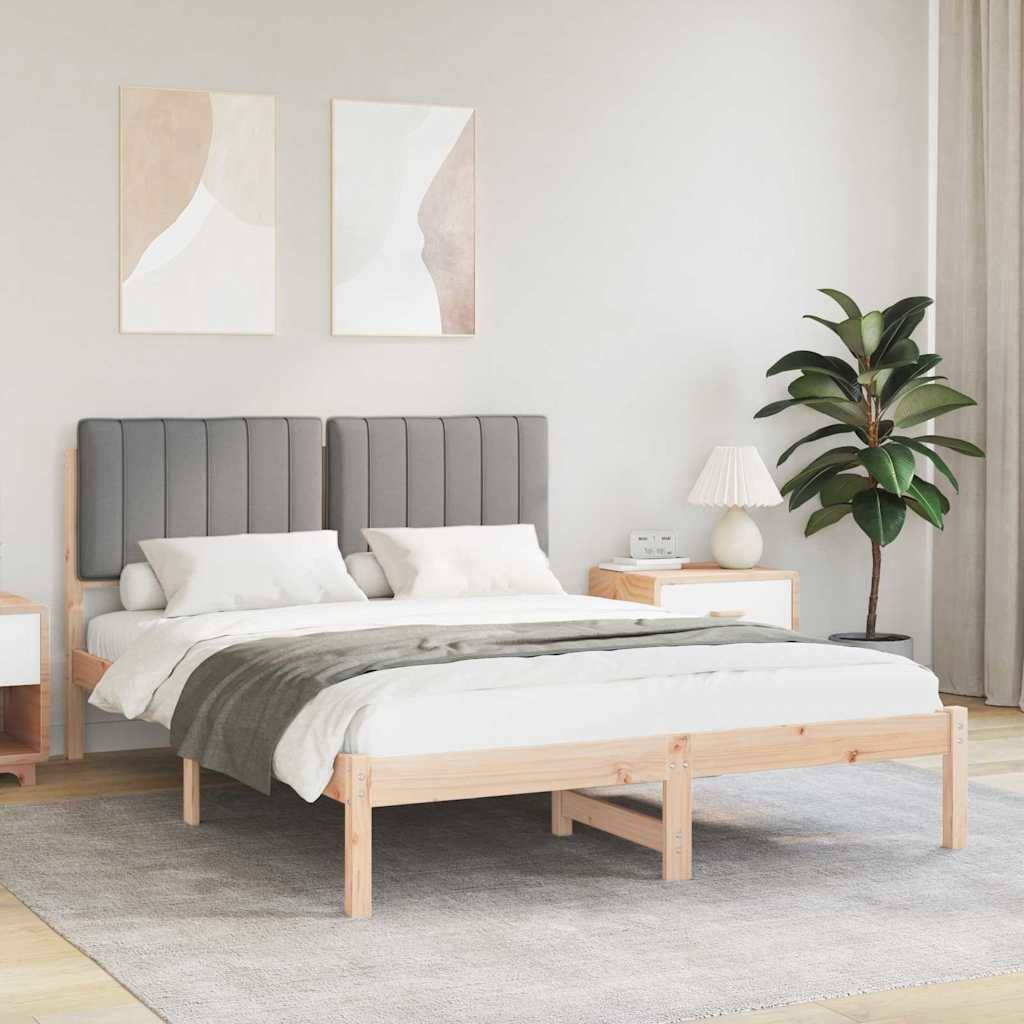 vidaXL Bettgestell mit gepolstertem Kopfteil Hellgrau 140 x 190 cm