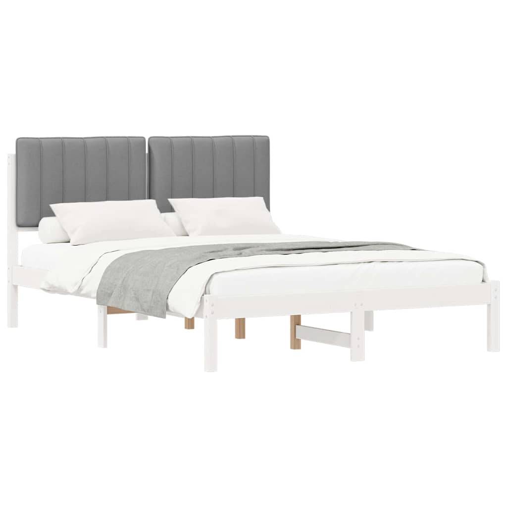 vidaXL Bettgestell mit gepolstertem Kopfteil Hellgrau 140 x 190 cm