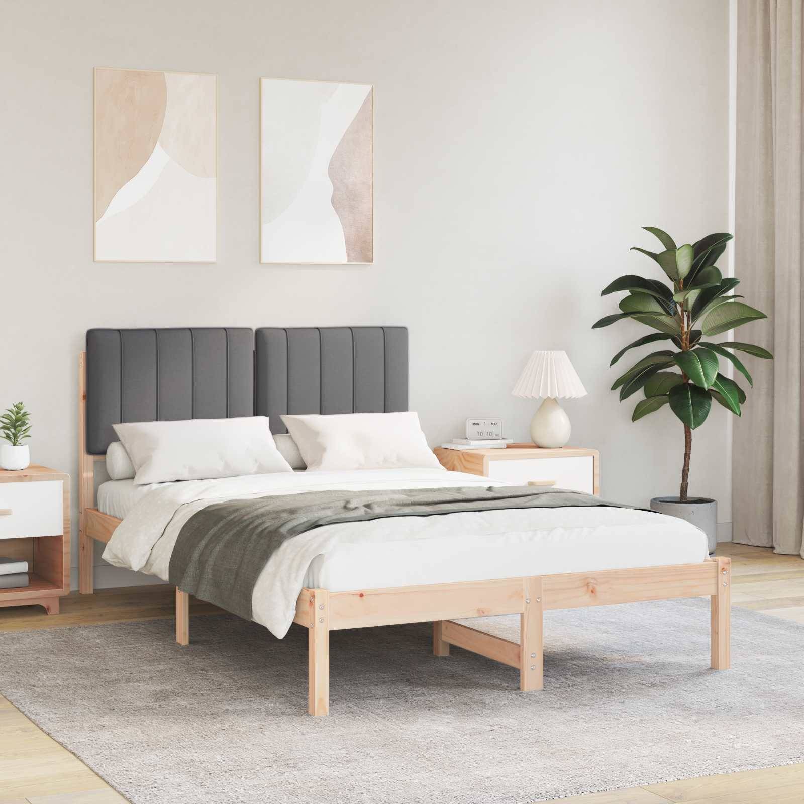 vidaXL Bettgestell mit gepolstertem Kopfteil Dunkelgrau 120 x 190 cm