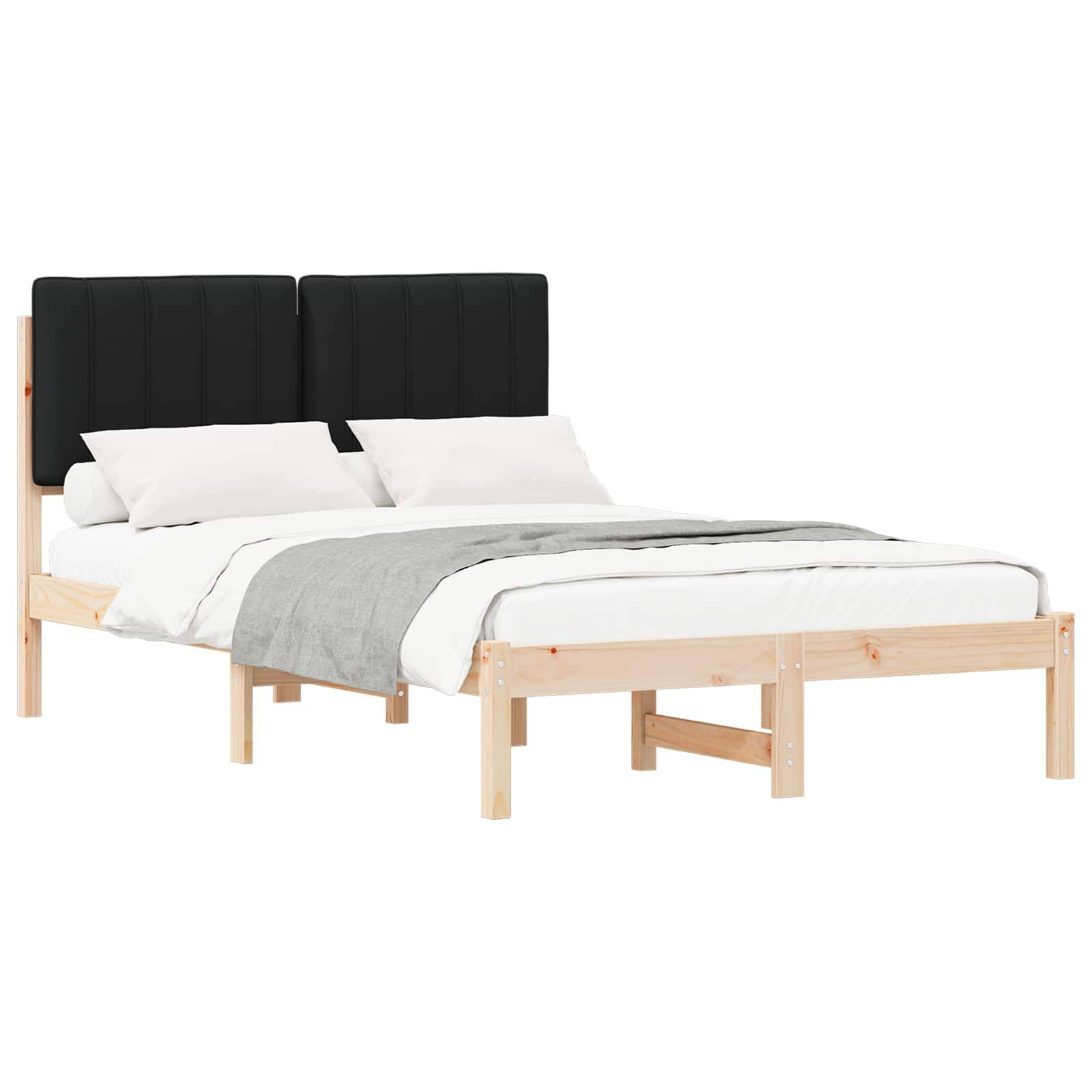 vidaXL Bettgestell mit gepolstertem Kopfteil Schwarz 120 x 190 cm