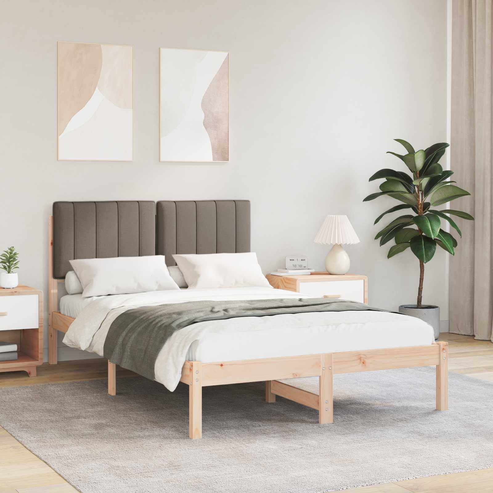 vidaXL Bettgestell mit gepolstertem Kopfteil Taupe 120 x 190 cm