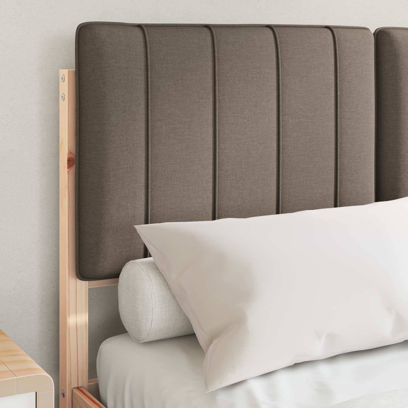vidaXL Bettgestell mit gepolstertem Kopfteil Taupe 120 x 190 cm
