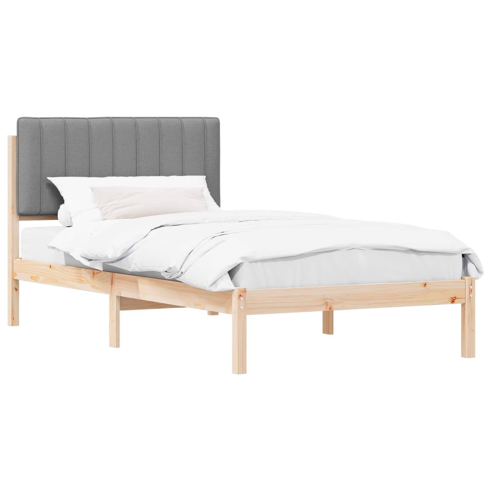 vidaXL Bettgestell mit gepolstertem Kopfteil Hellgrau 100 x 200 cm